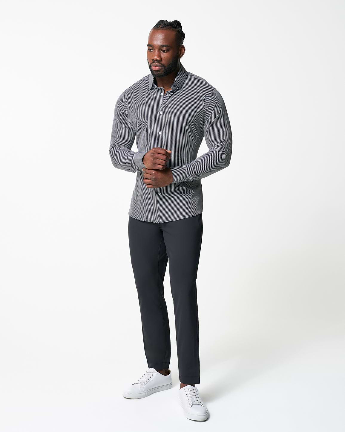 "The Limestone" Charcoal & White Pinstripe