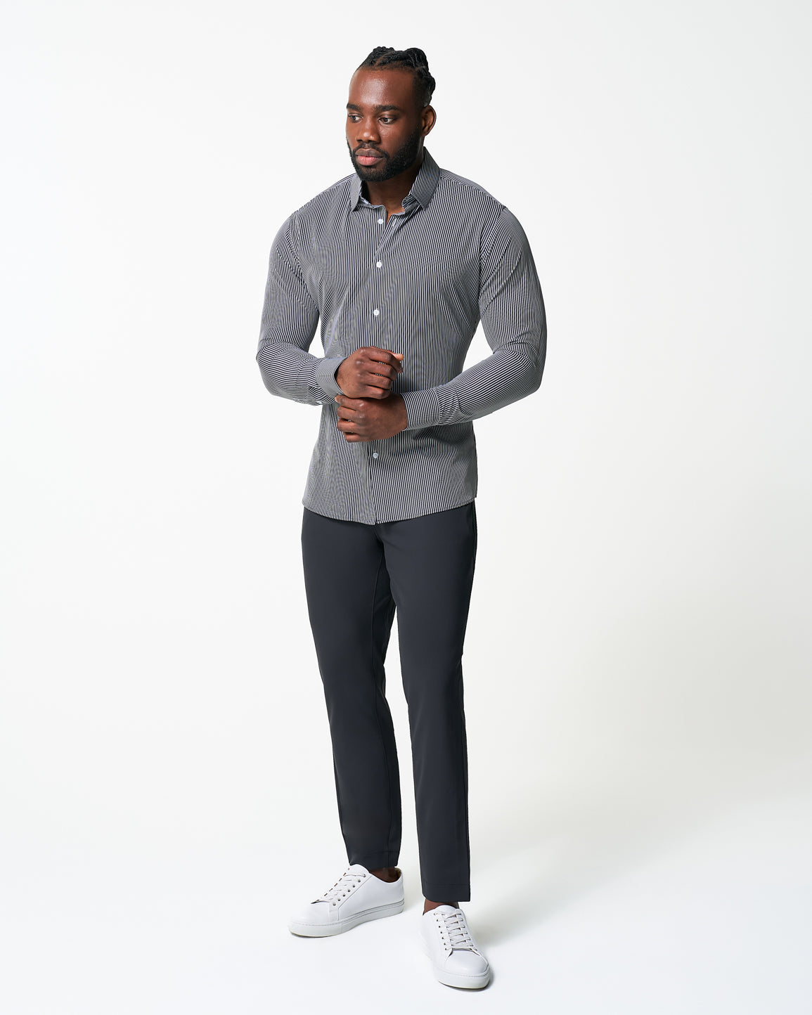 "The Limestone" Charcoal & White Pinstripe