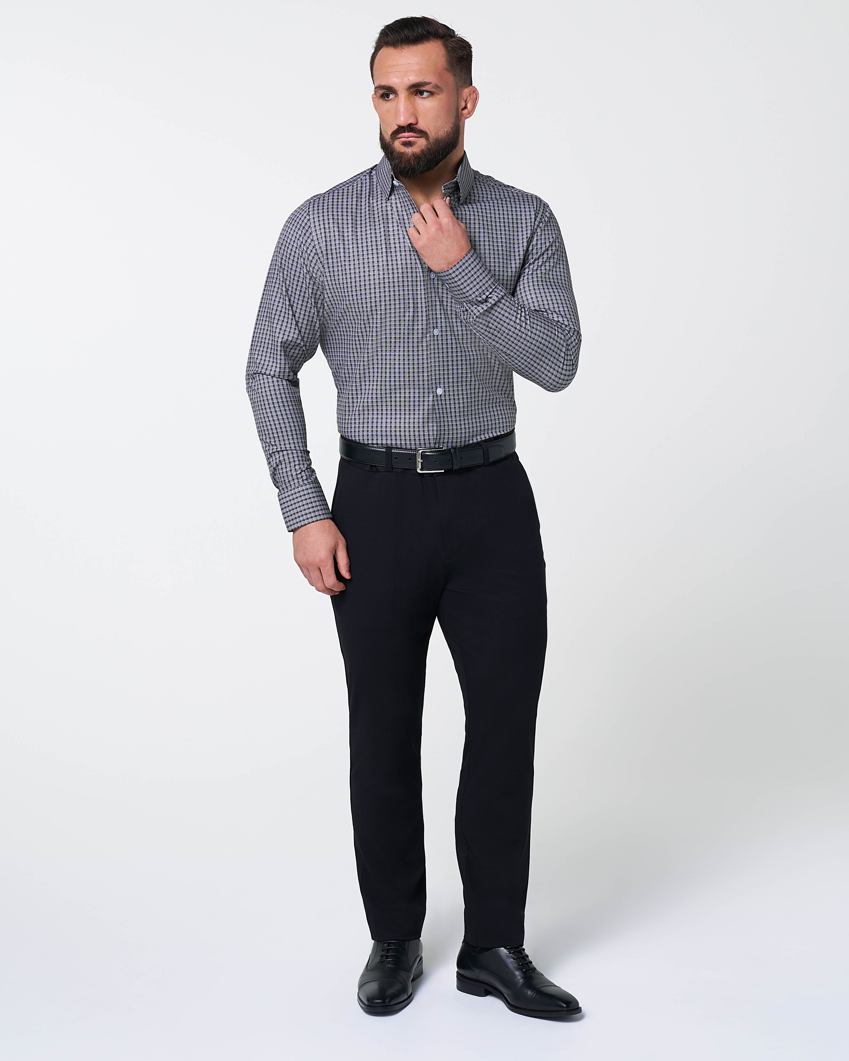 "The Mantle" White & Black Plaid