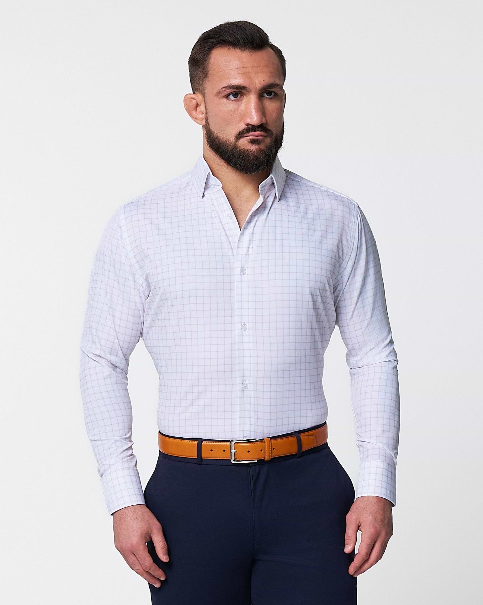 "The Shore" White with Tan Windowpane