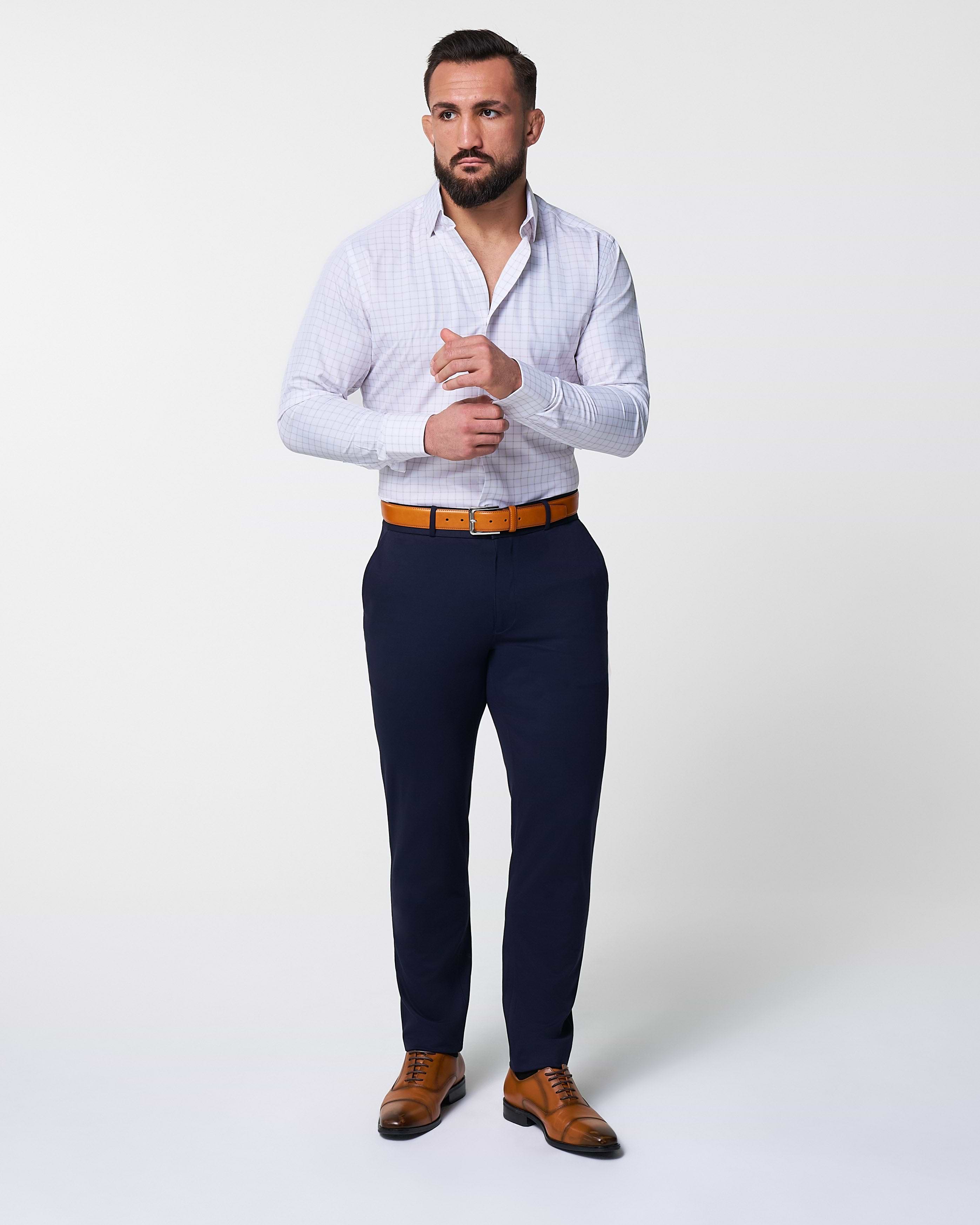 "The Shore" White with Tan Windowpane