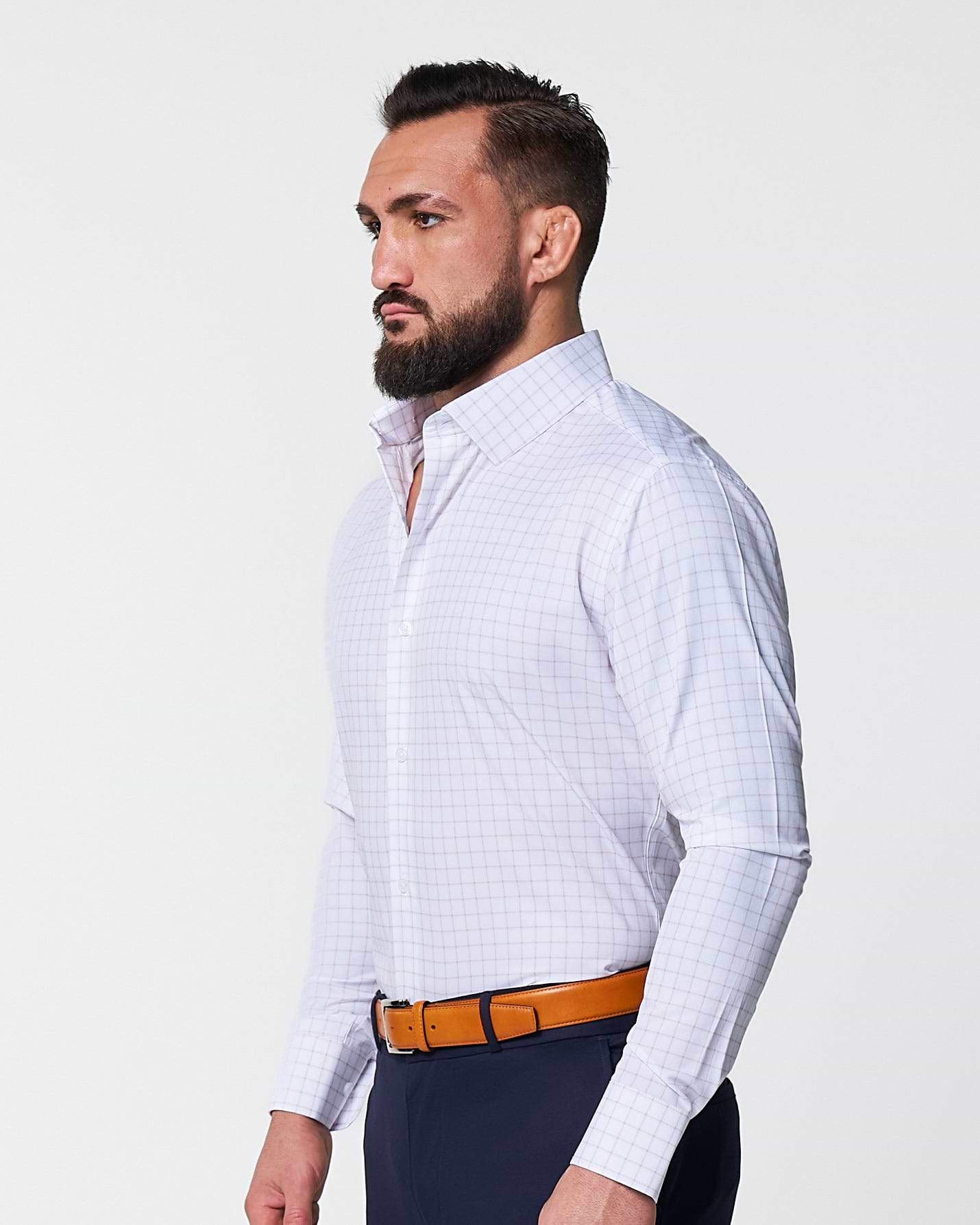 "The Shore" White with Tan Windowpane