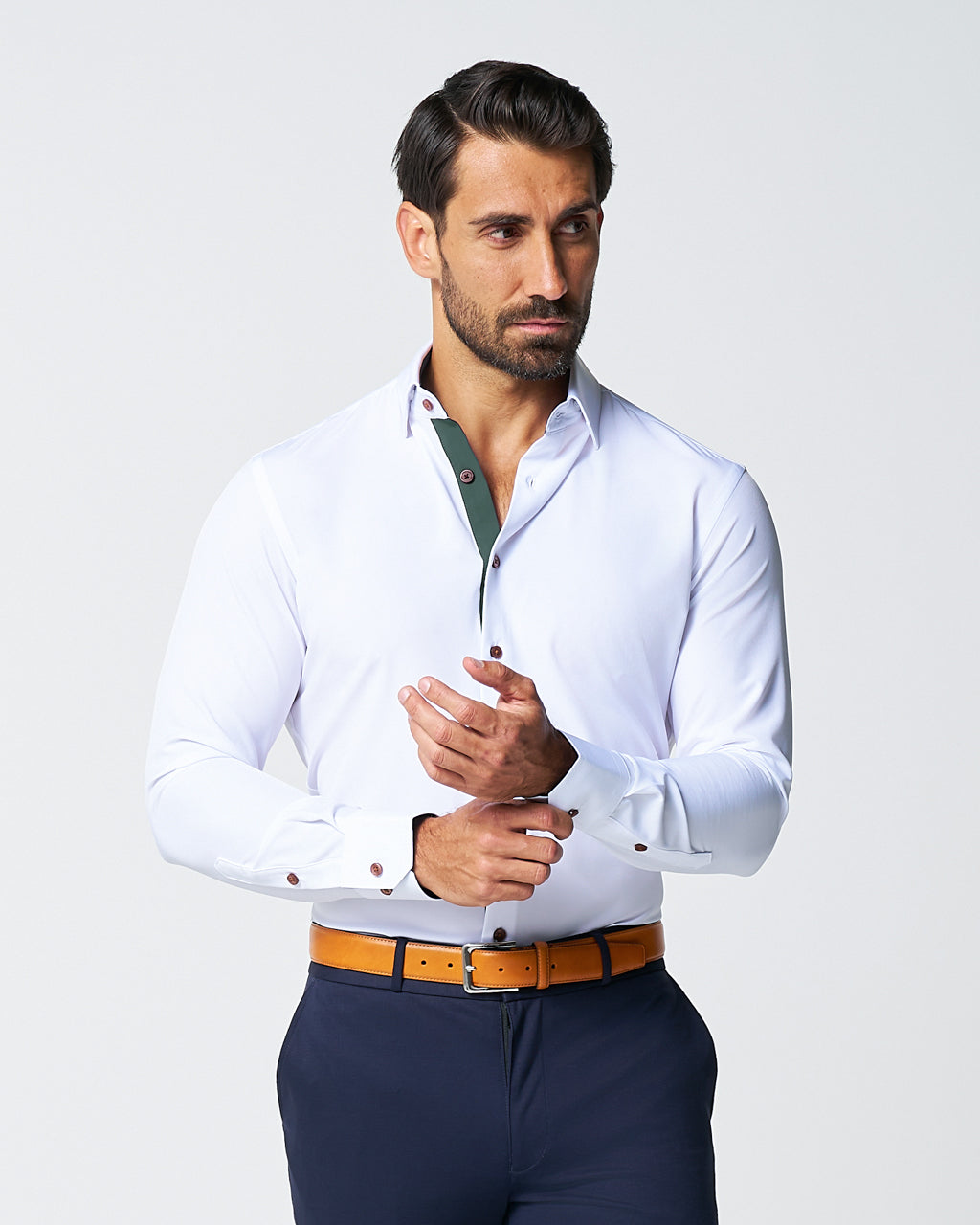 "The Smokey" Solid White With Olive Accents