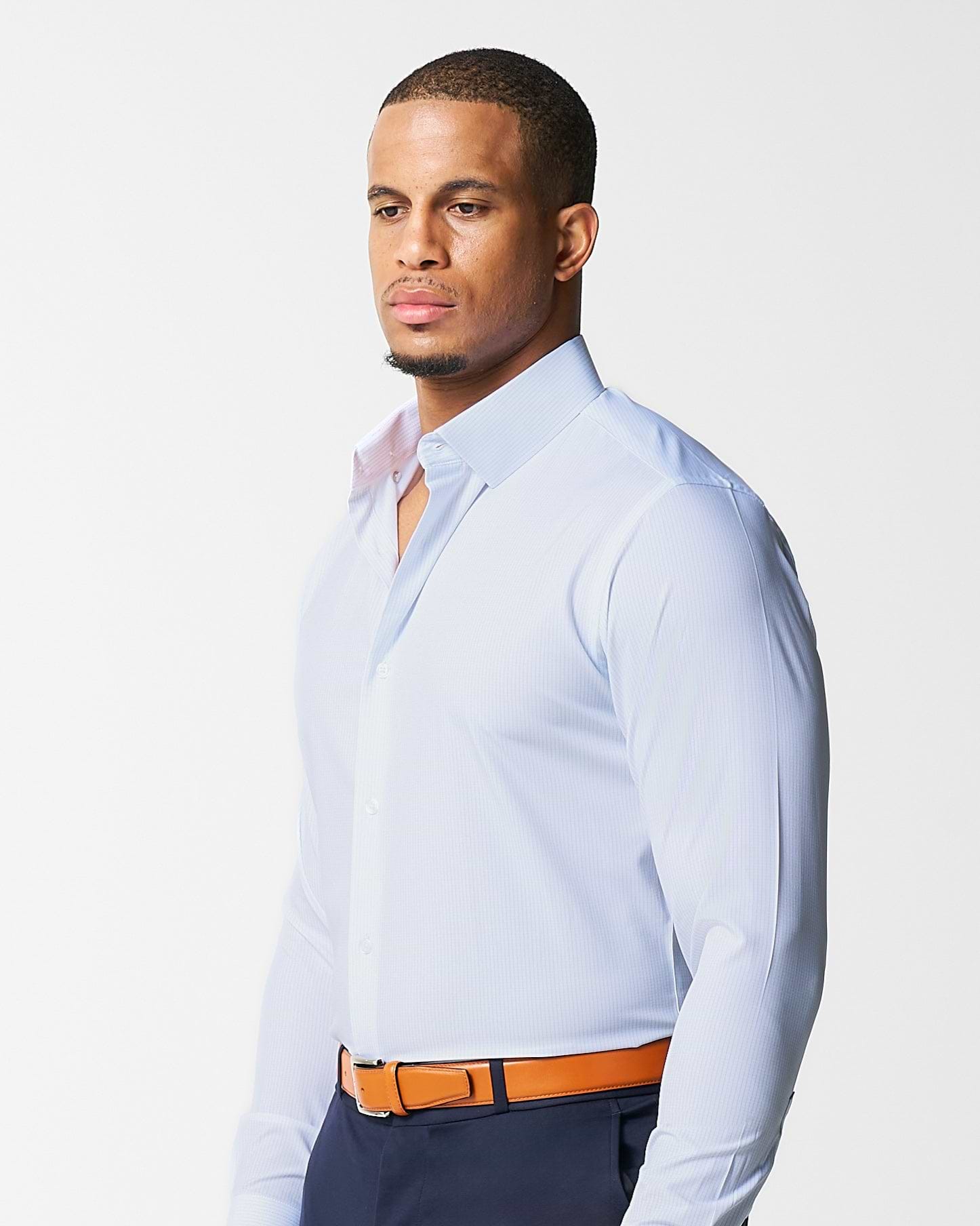 "The Watertown" White & Light Blue Mini Windowpane