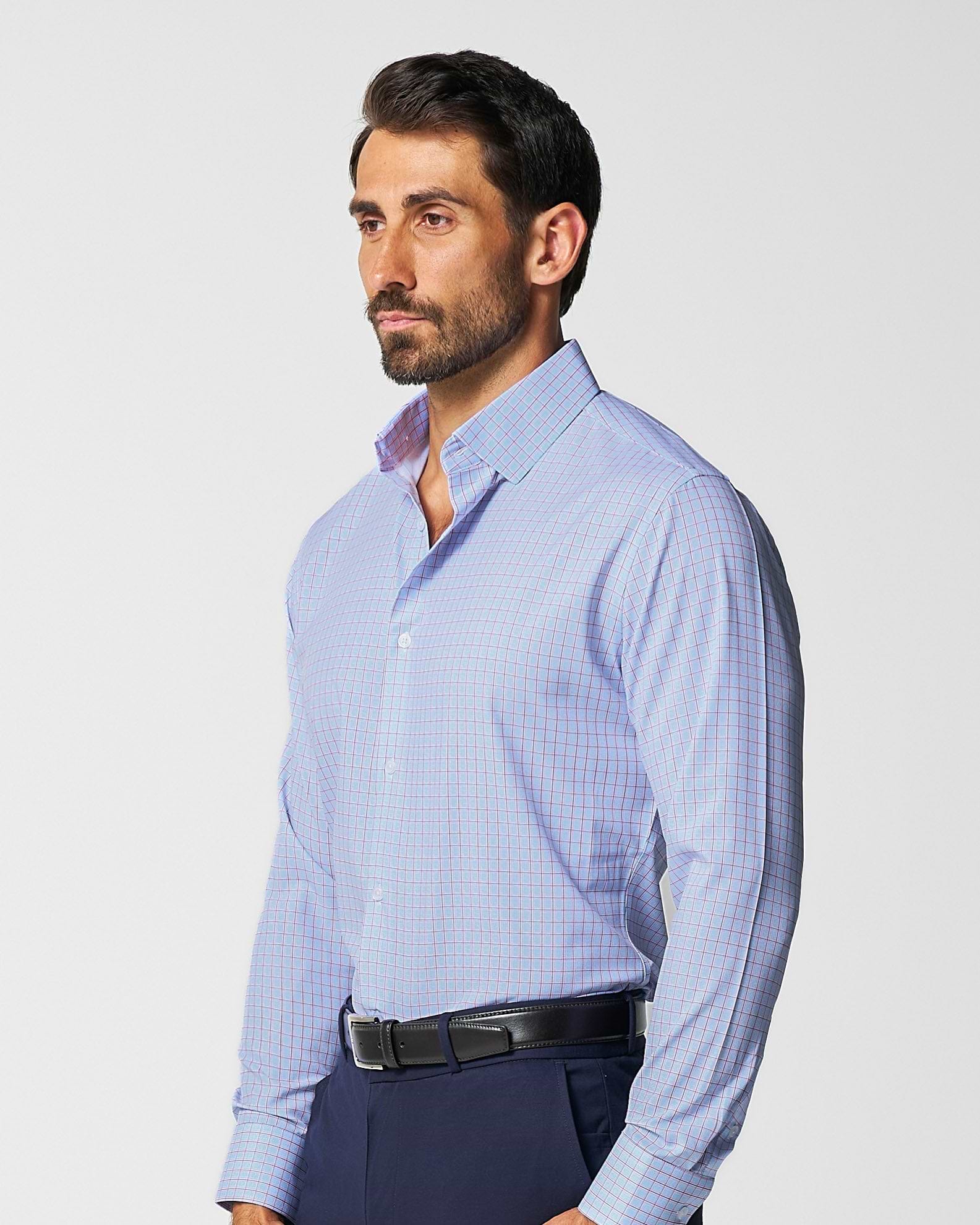 "The Weston" Light Blue, Pink & Black Plaid