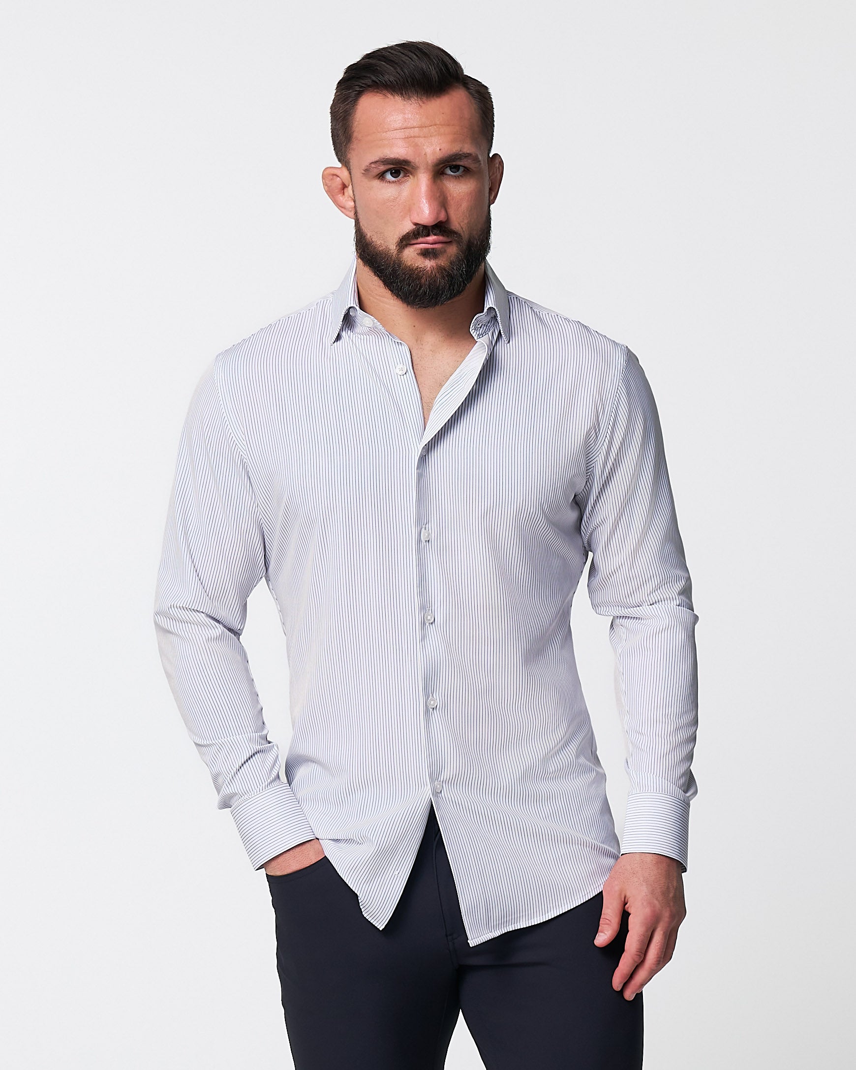 "The Wylder" Charcoal Chalked Pinstripe