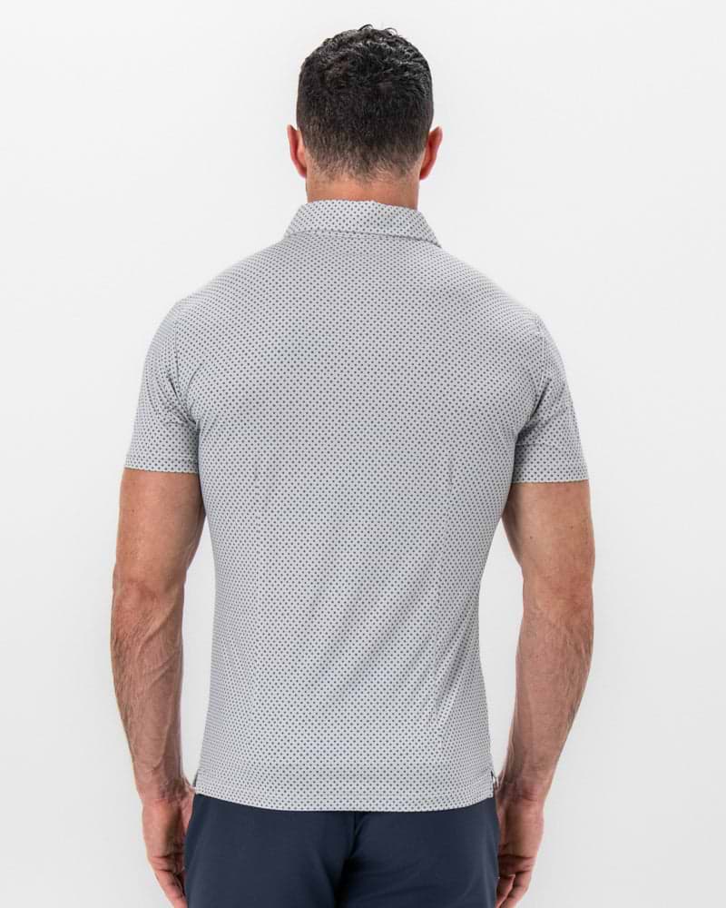 "The Frost" White with Navy Square Print