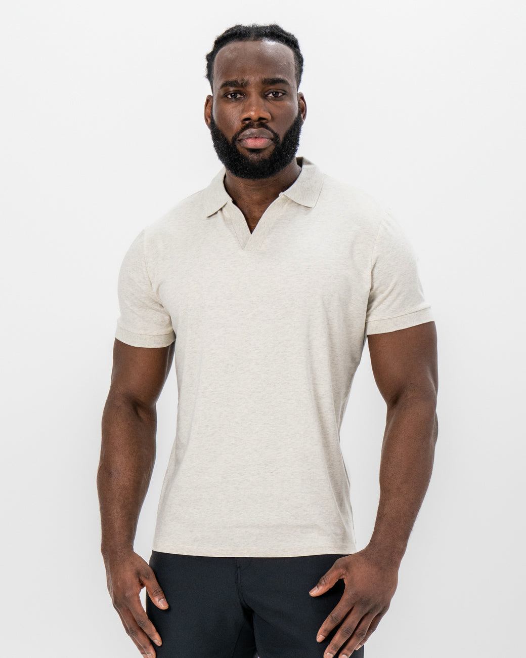 "The Glenn" Tan Buttonless Polo
