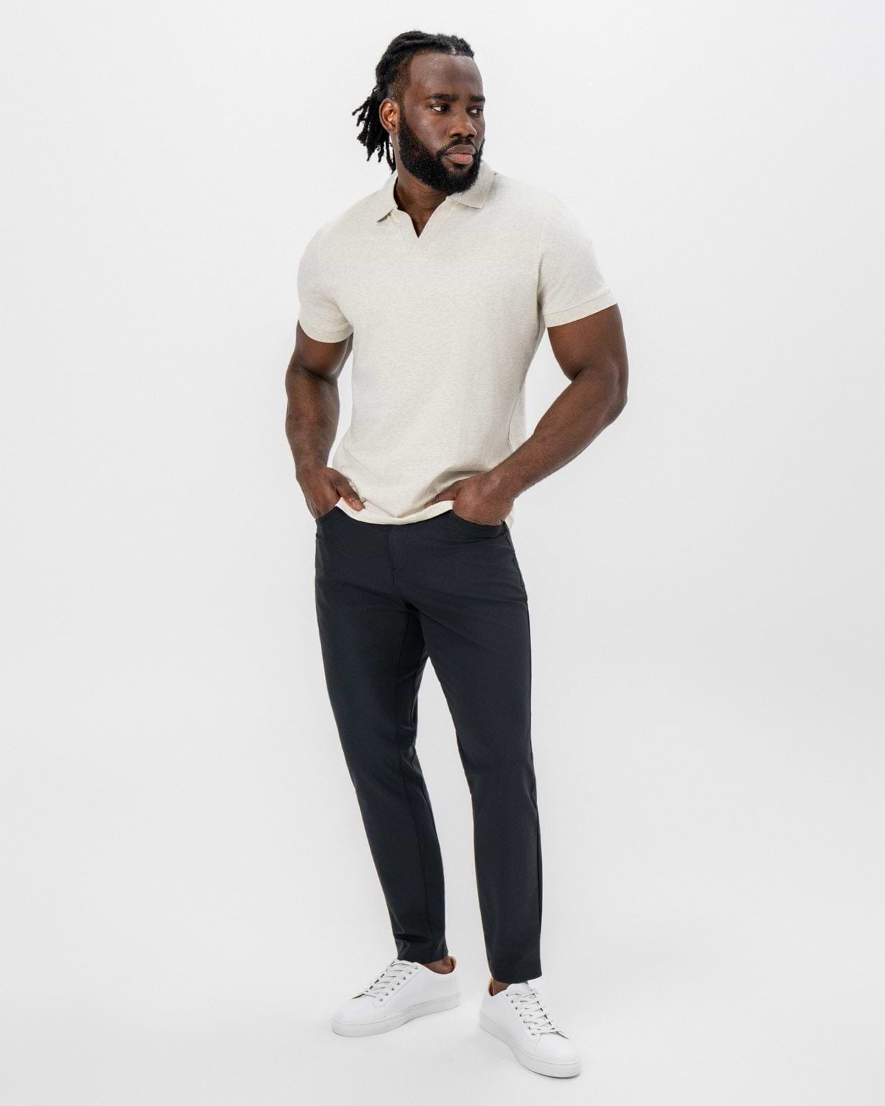 "The Glenn" Tan Buttonless Polo