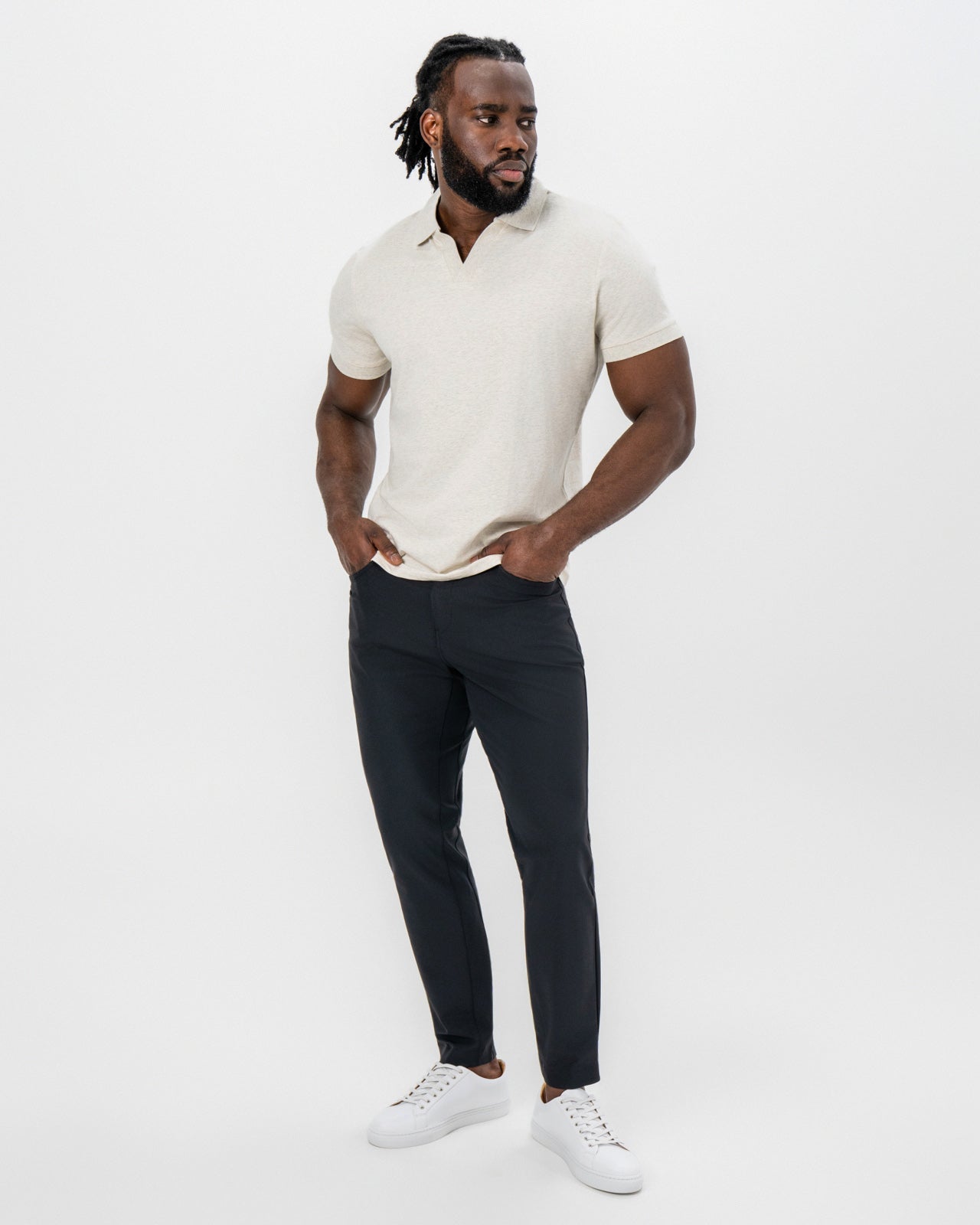 "The Glenn" Tan Buttonless Polo