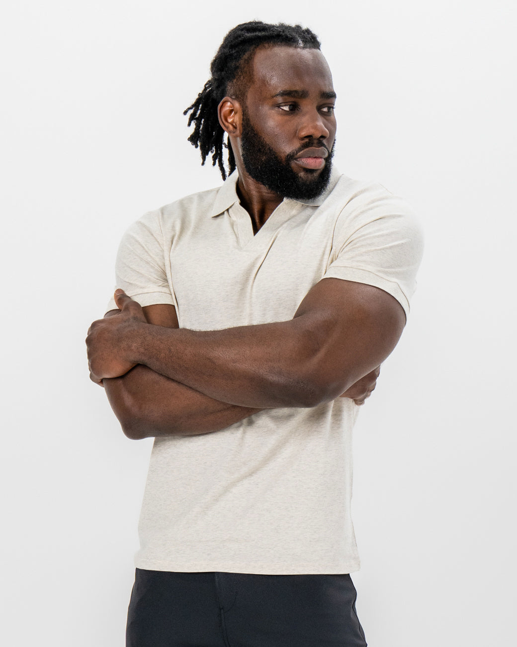 "The Glenn" Tan Buttonless Polo