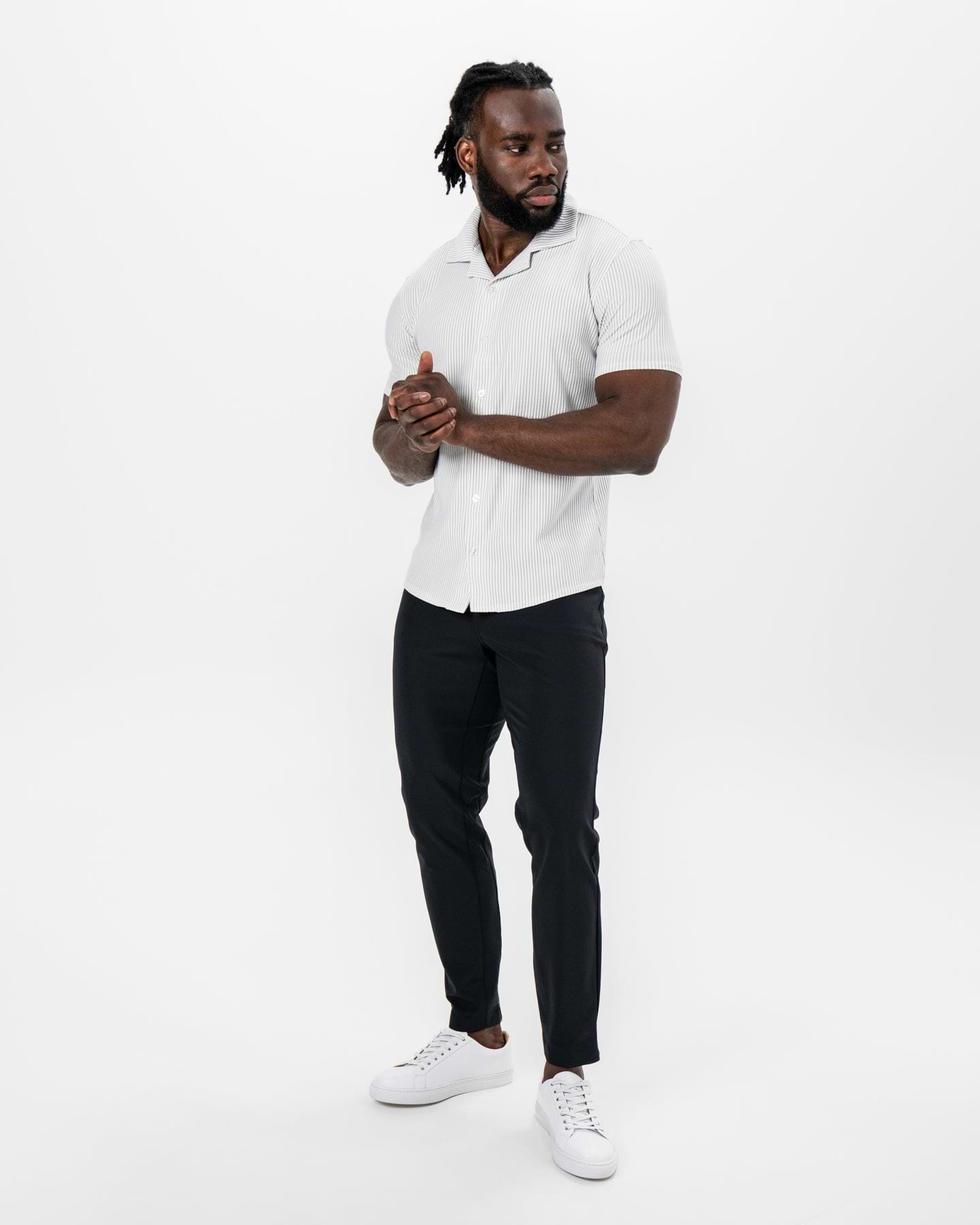 Seersucker Short Sleeve Button Down - Grey
