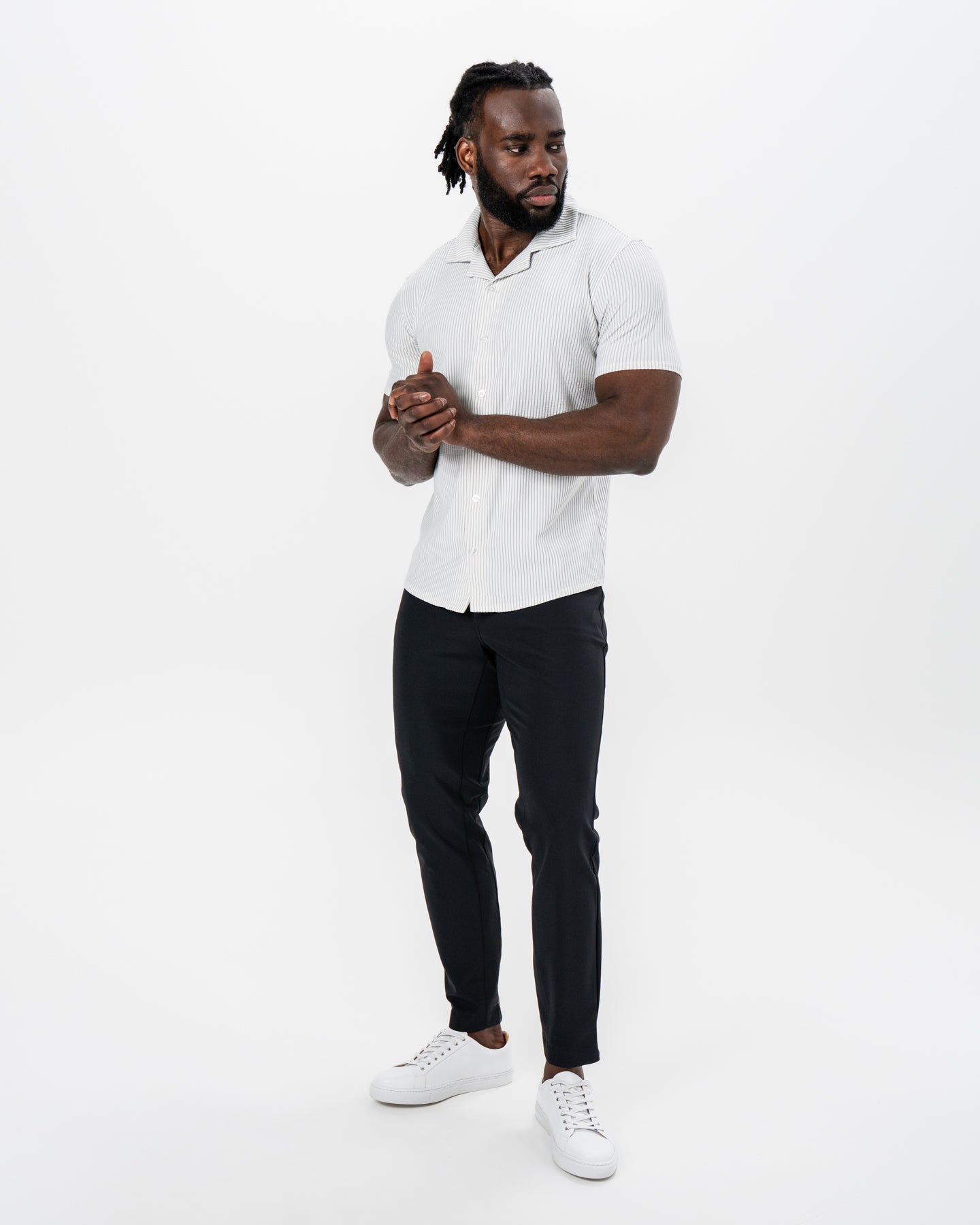 Seersucker Short Sleeve Button Down - Grey