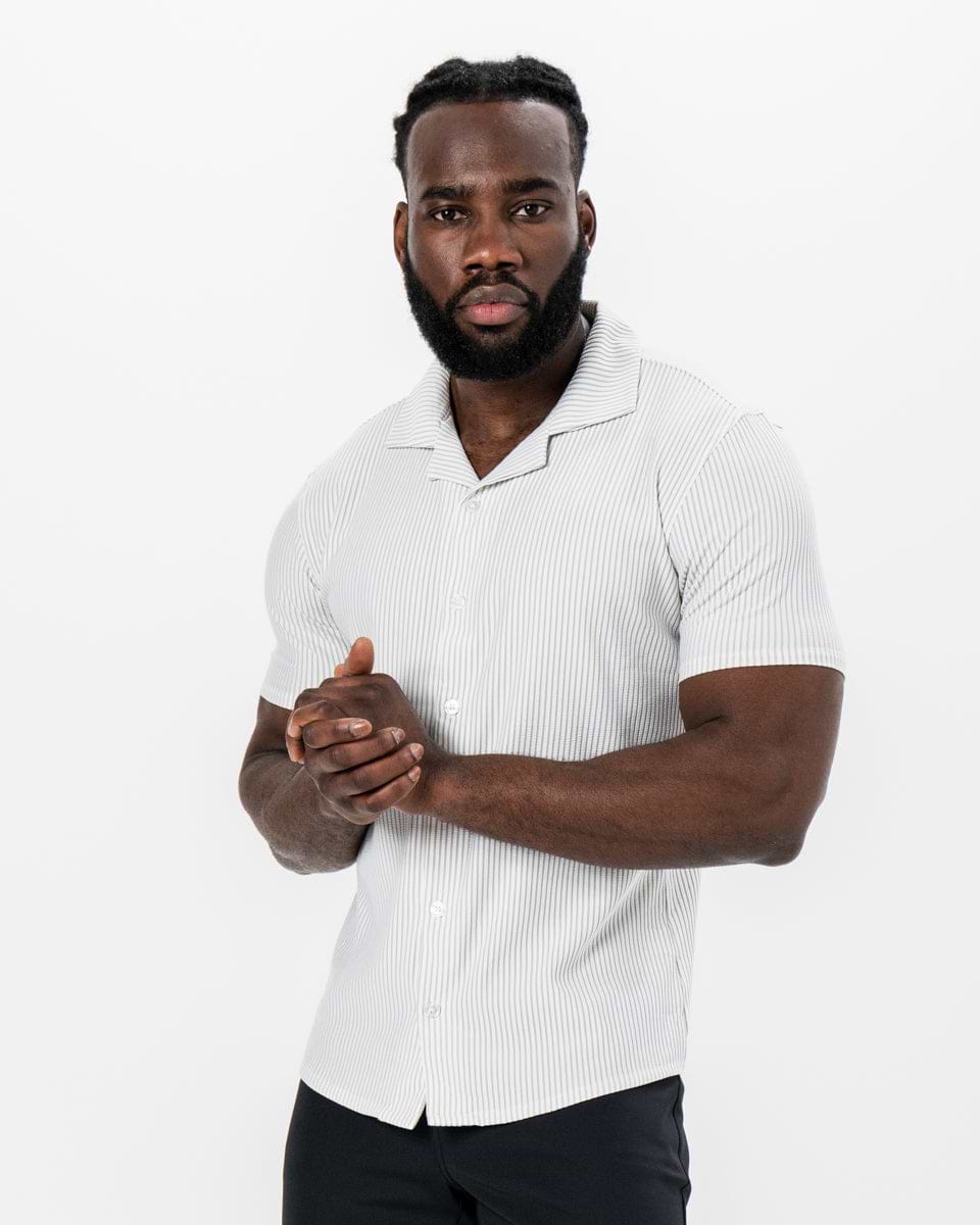 Seersucker Short Sleeve Button Down - Grey