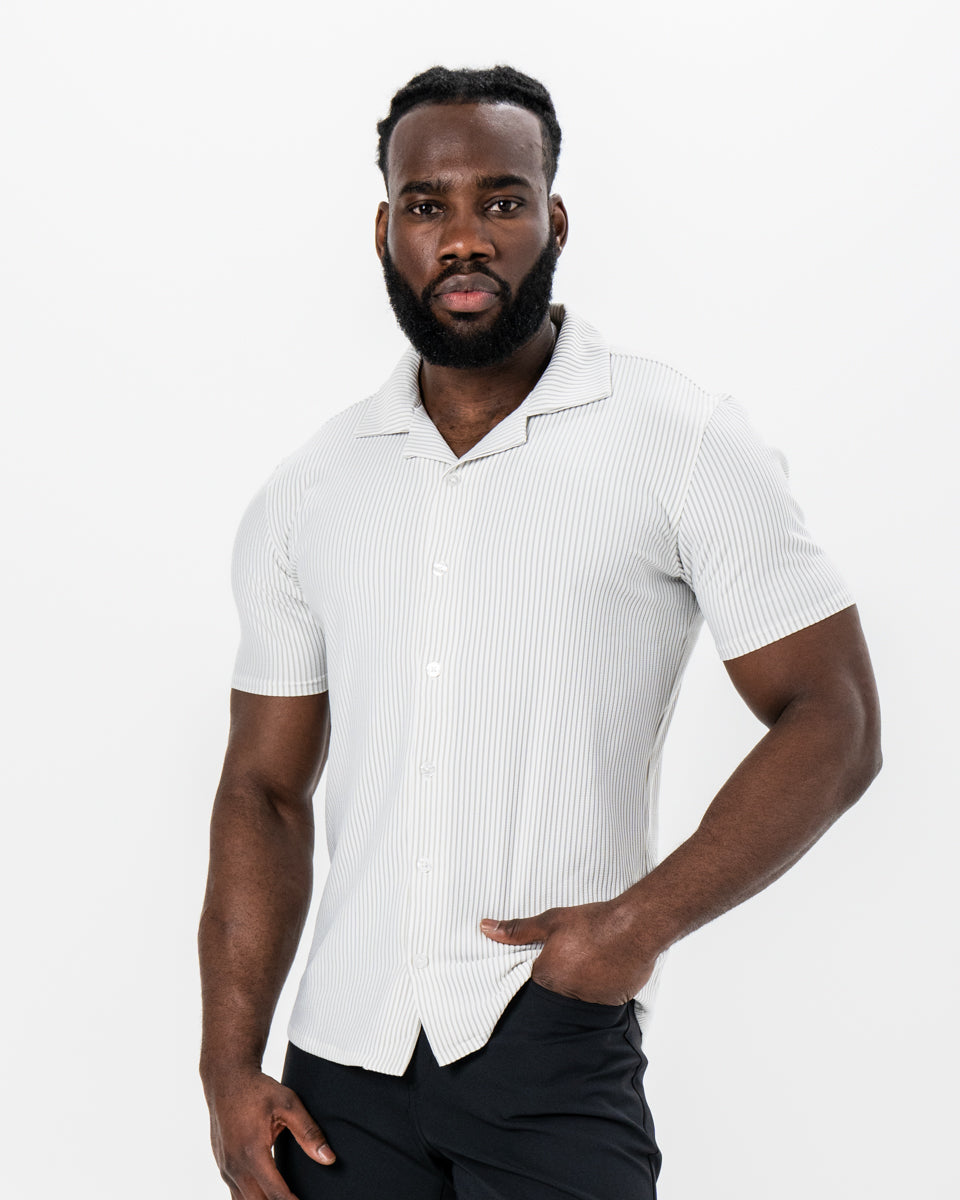 Seersucker Short Sleeve Button Down - Grey
