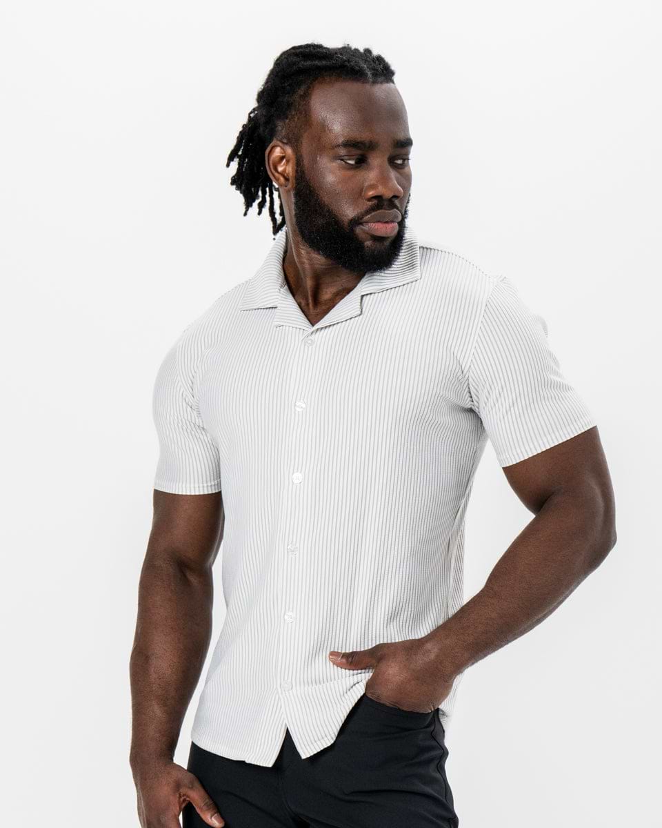 Seersucker Short Sleeve Button Down - Grey