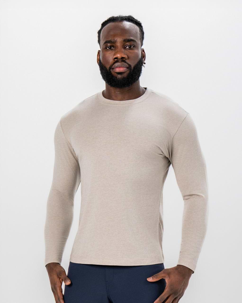 "The Landon" Heathered Cream Long Sleeve Crewneck