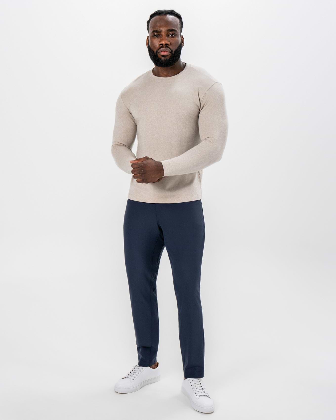 "The Landon" Heathered Cream Long Sleeve Crewneck