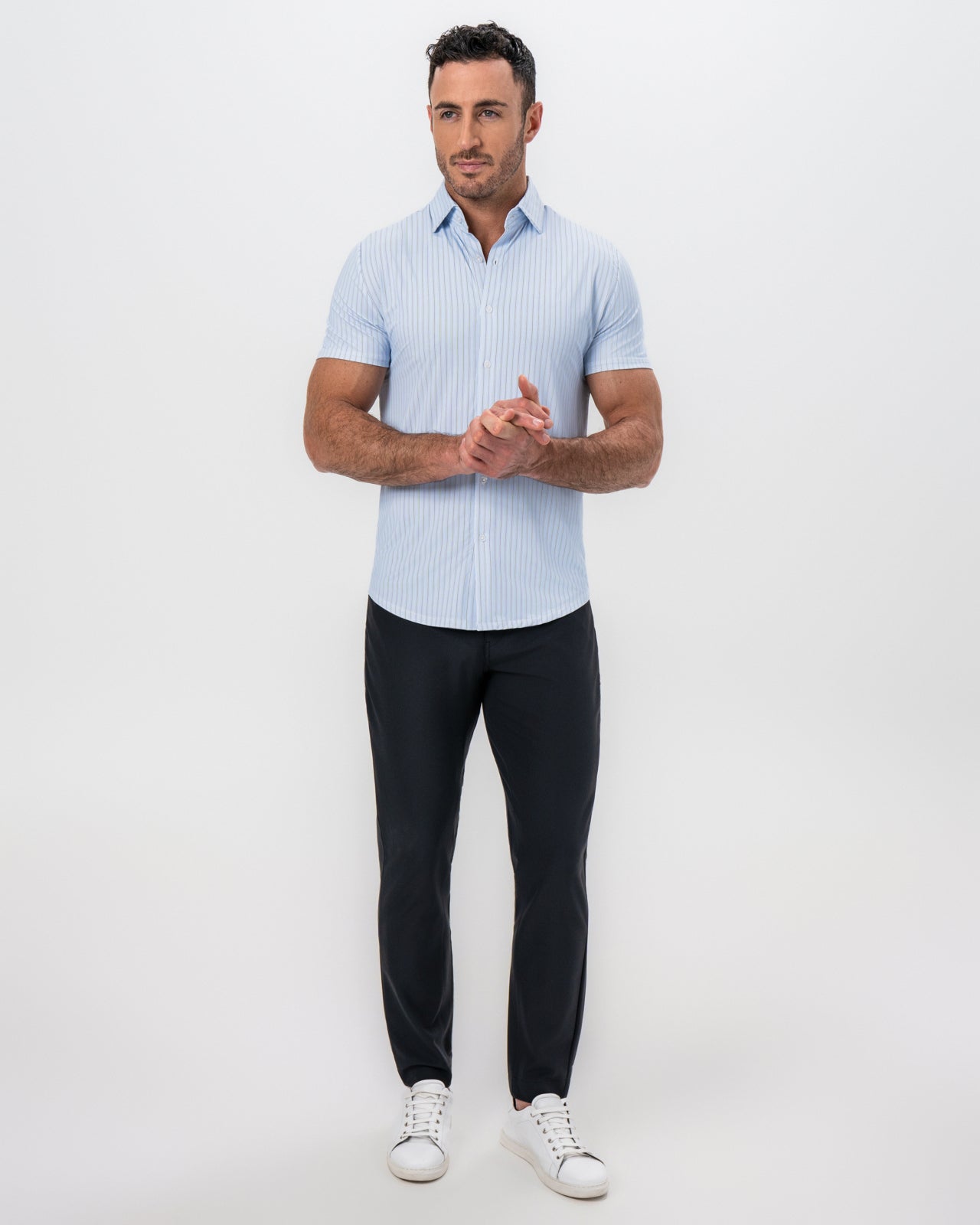 "The Landry" Light Blue Micro Pinstripe