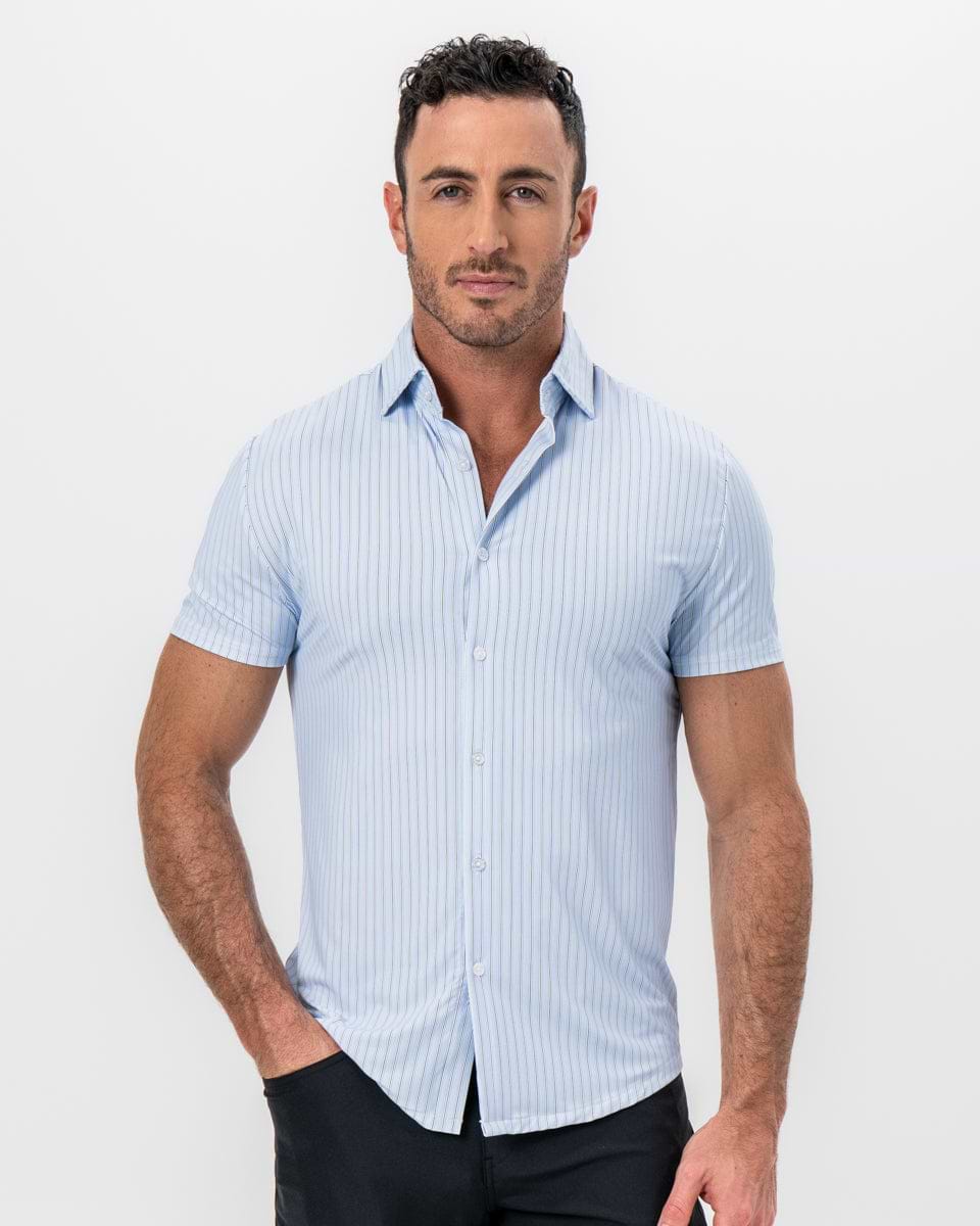 "The Landry" Light Blue Micro Pinstripe