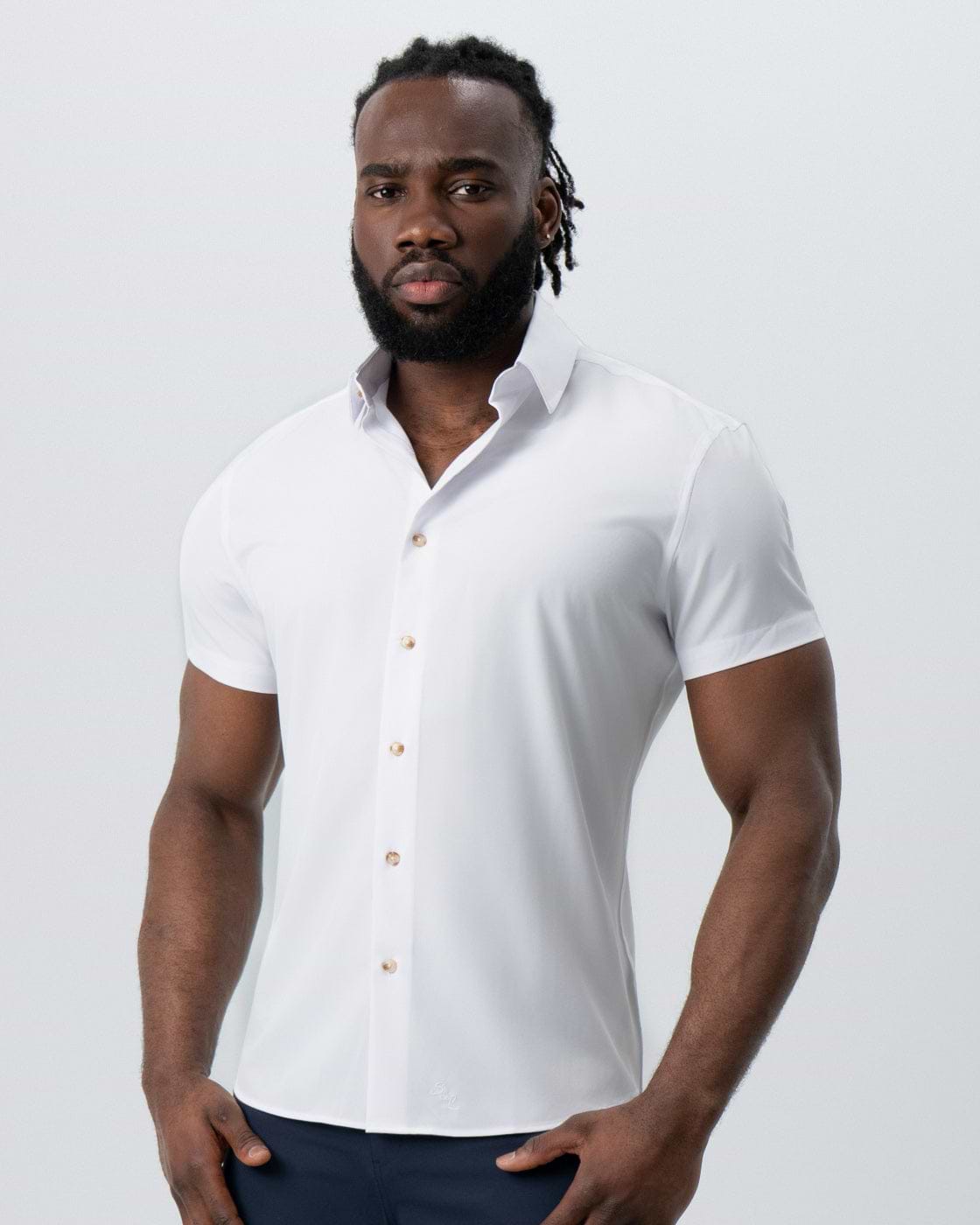 "The Marco" Solid White with Tortoise Shell Buttons