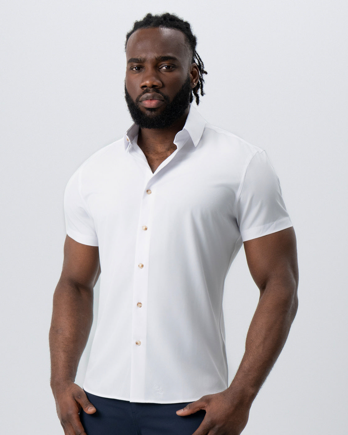 "The Marco" Solid White with Tortoise Shell Buttons