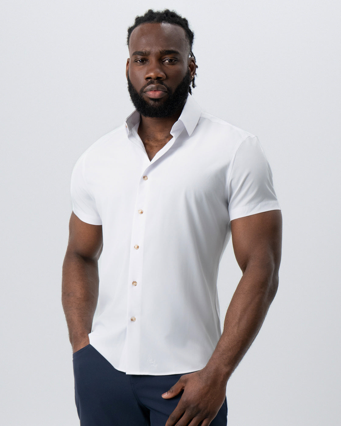 "The Marco" Solid White with Tortoise Shell Buttons