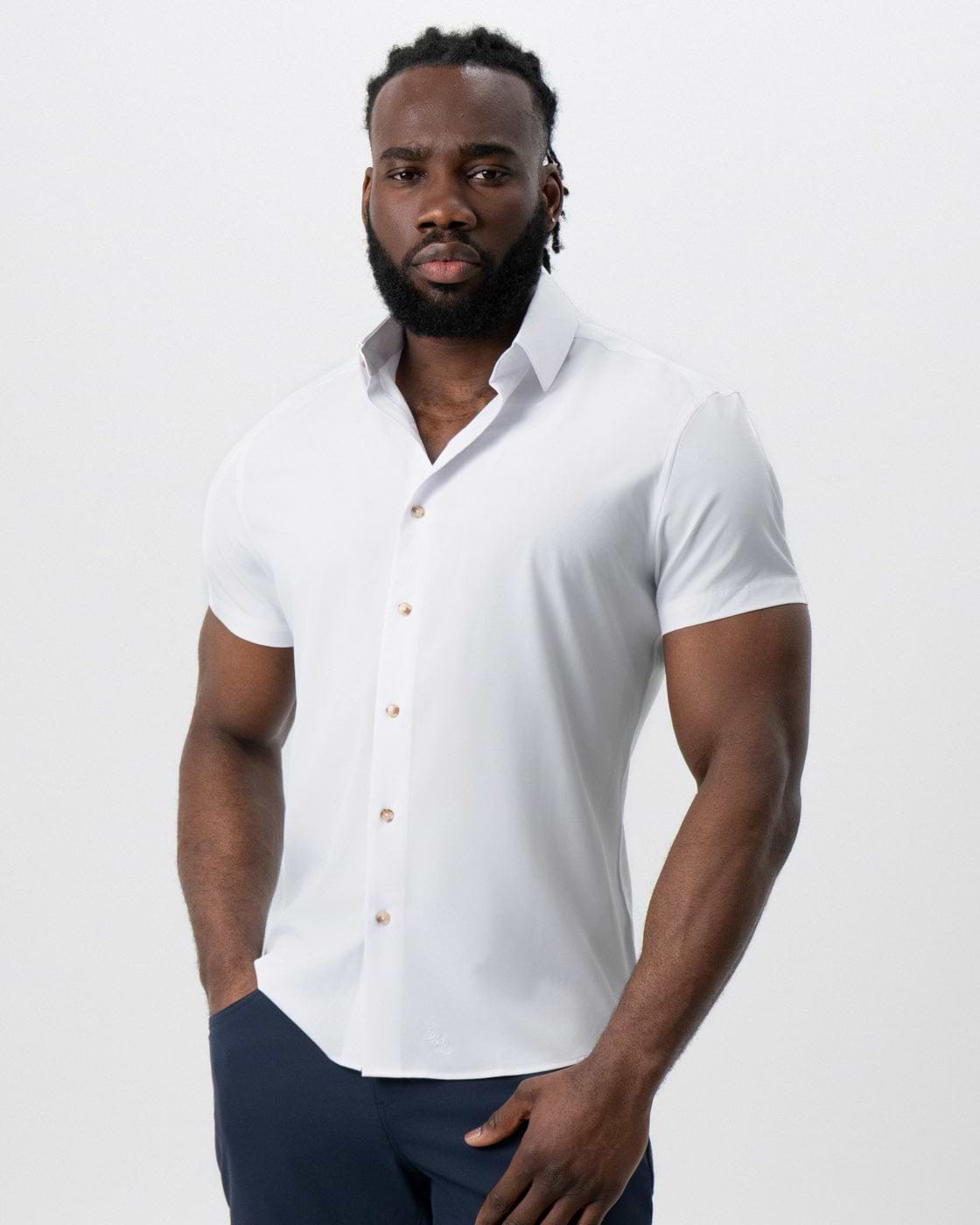 "The Marco" Solid White with Tortoise Shell Buttons