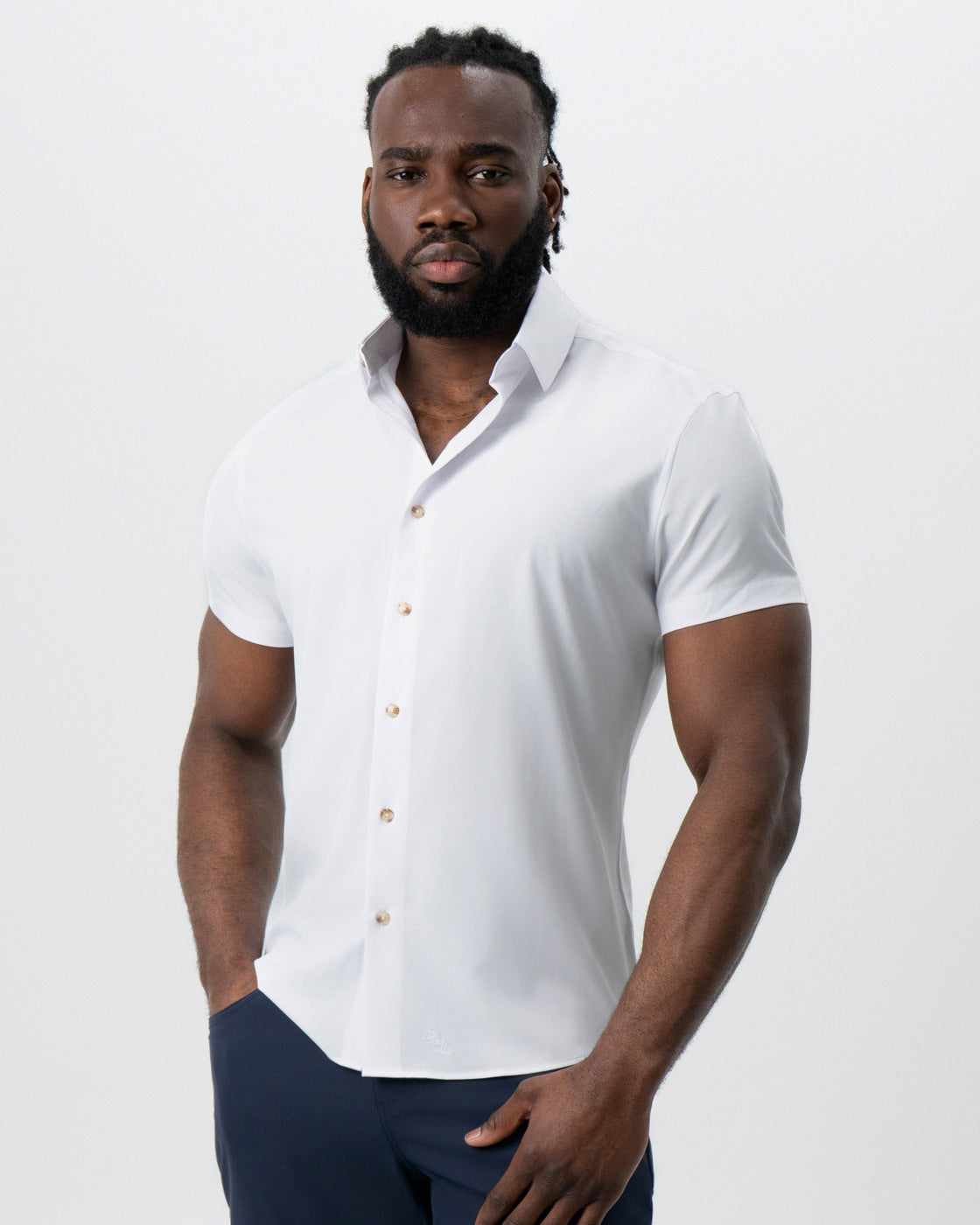 "The Marco" Solid White with Tortoise Shell Buttons