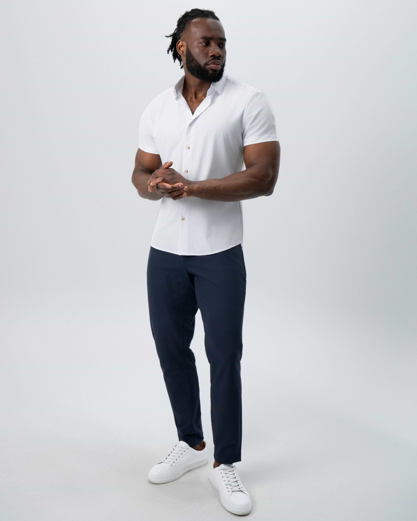 "The Marco" Solid White with Tortoise Shell Buttons