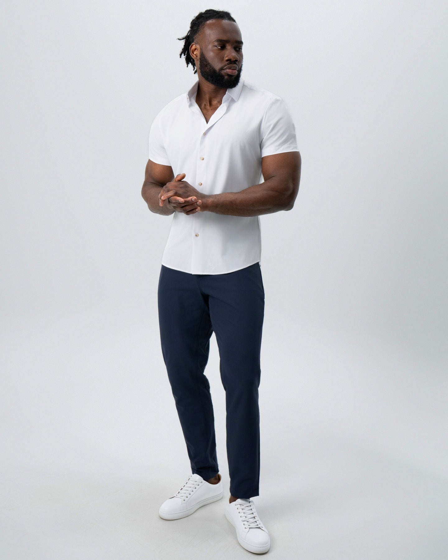 "The Marco" Solid White with Tortoise Shell Buttons