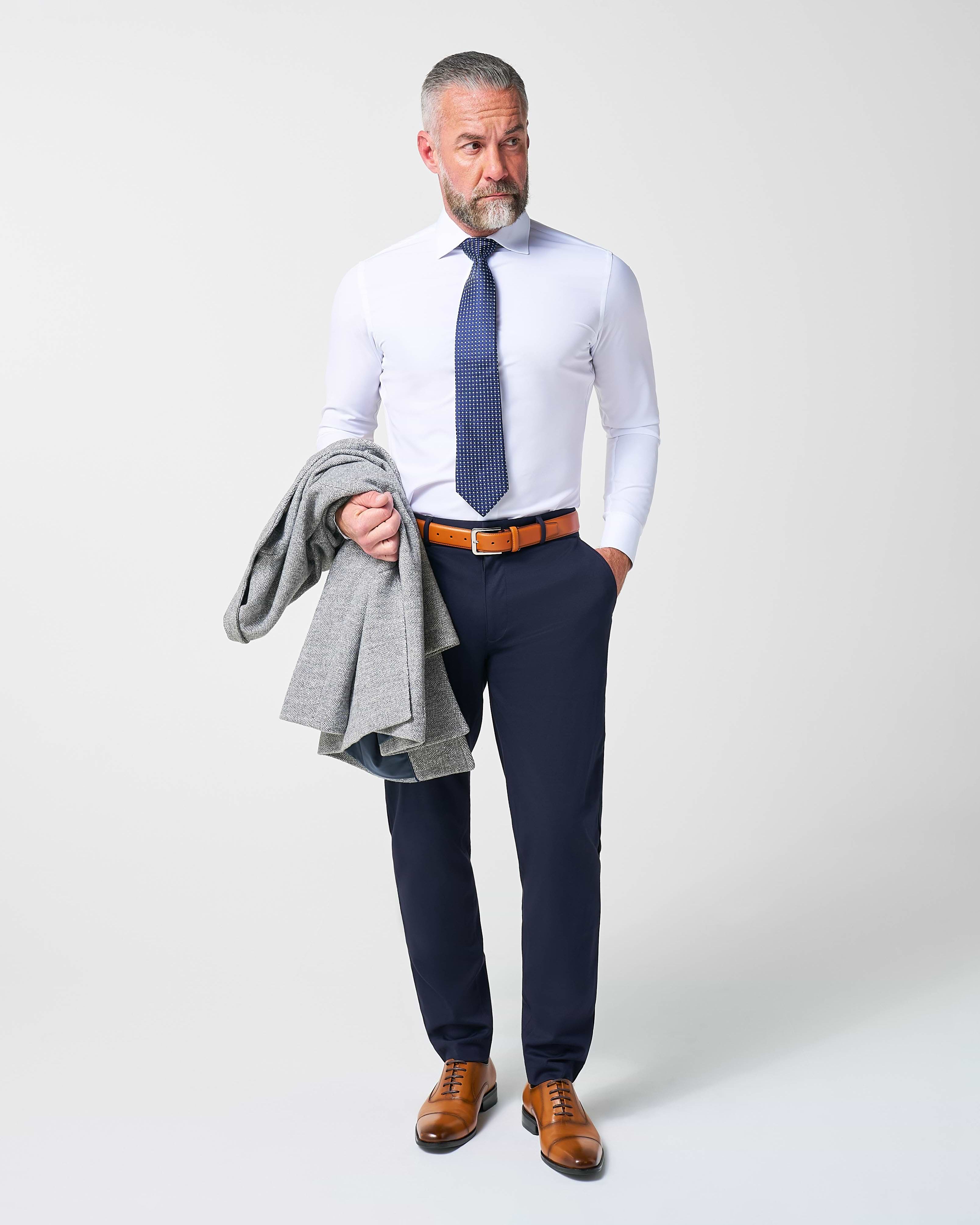 Open Button Overcoat - Grey Herringbone
