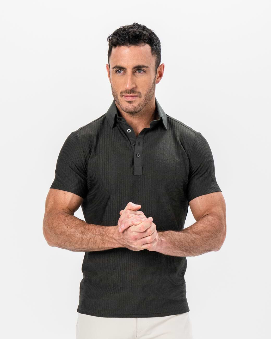 Seersucker Polo - Army Green