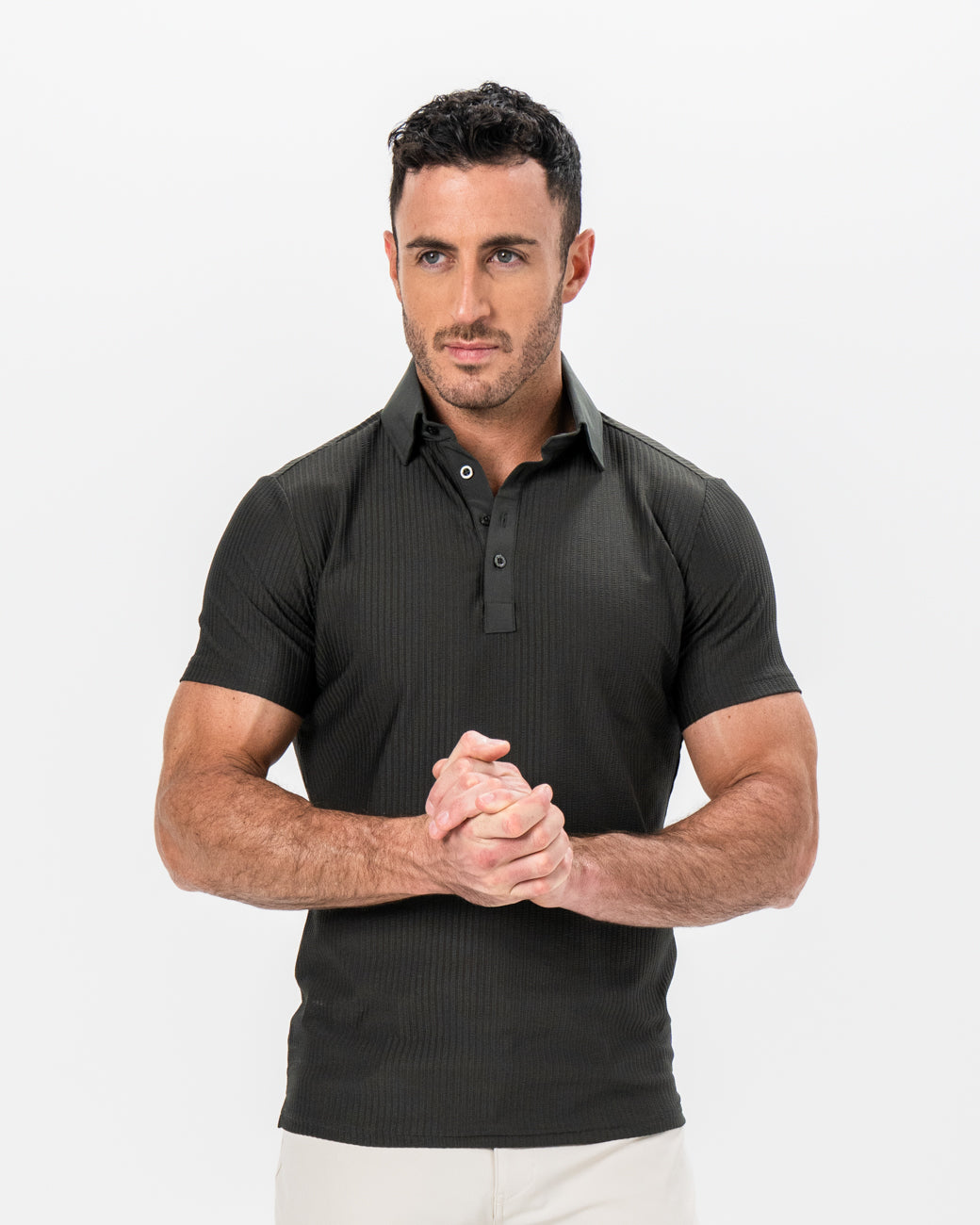 Seersucker Polo - Army Green