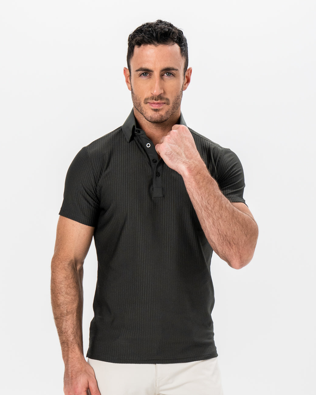 Seersucker Polo - Army Green