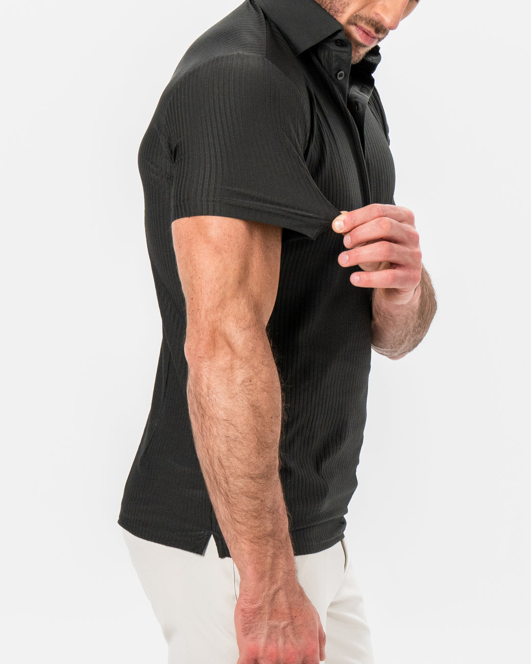 Seersucker Polo - Army Green