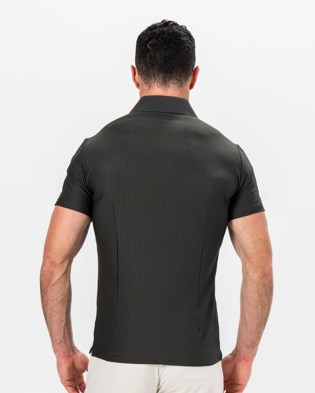 Seersucker Polo - Army Green