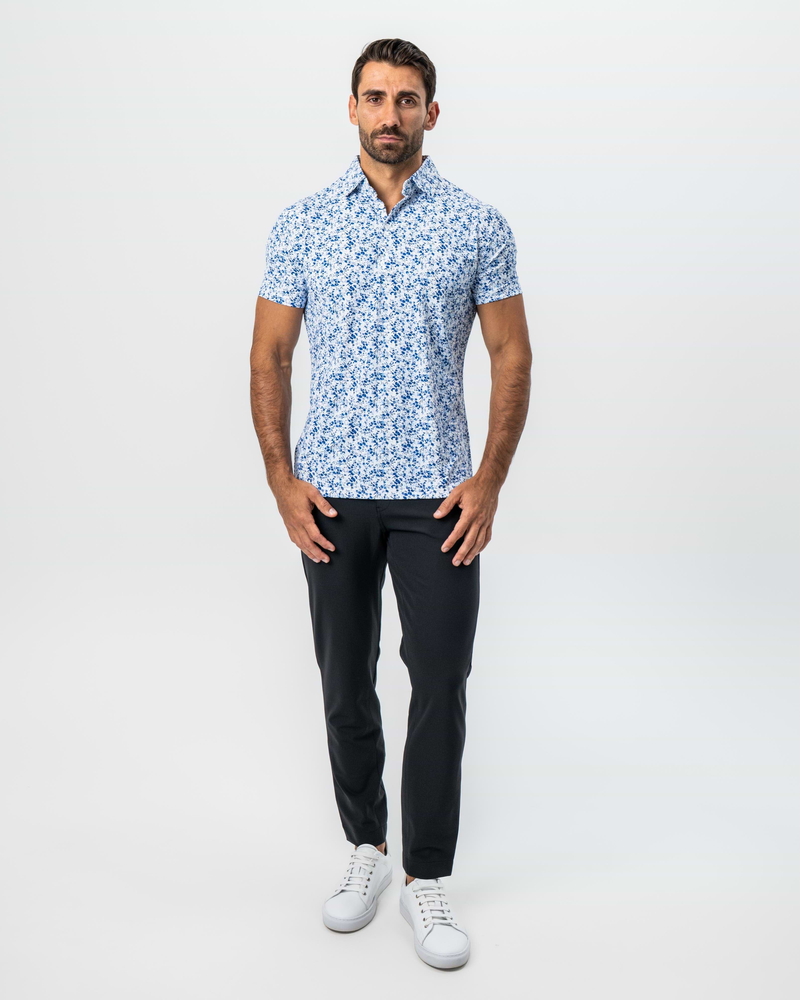 "The Arctic" White, Navy & Blue Floral