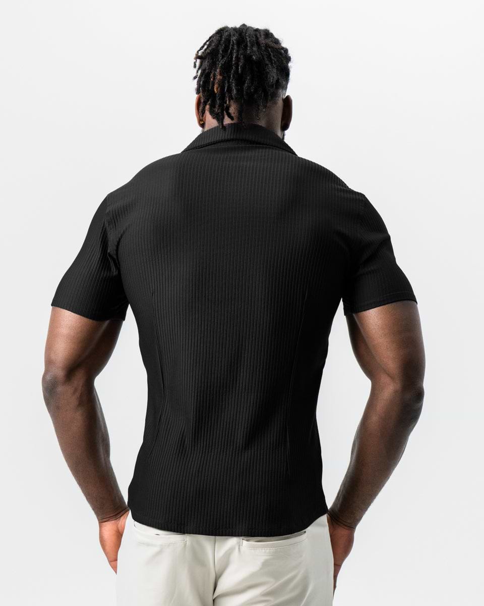 Seersucker Short Sleeve Button Down - Black
