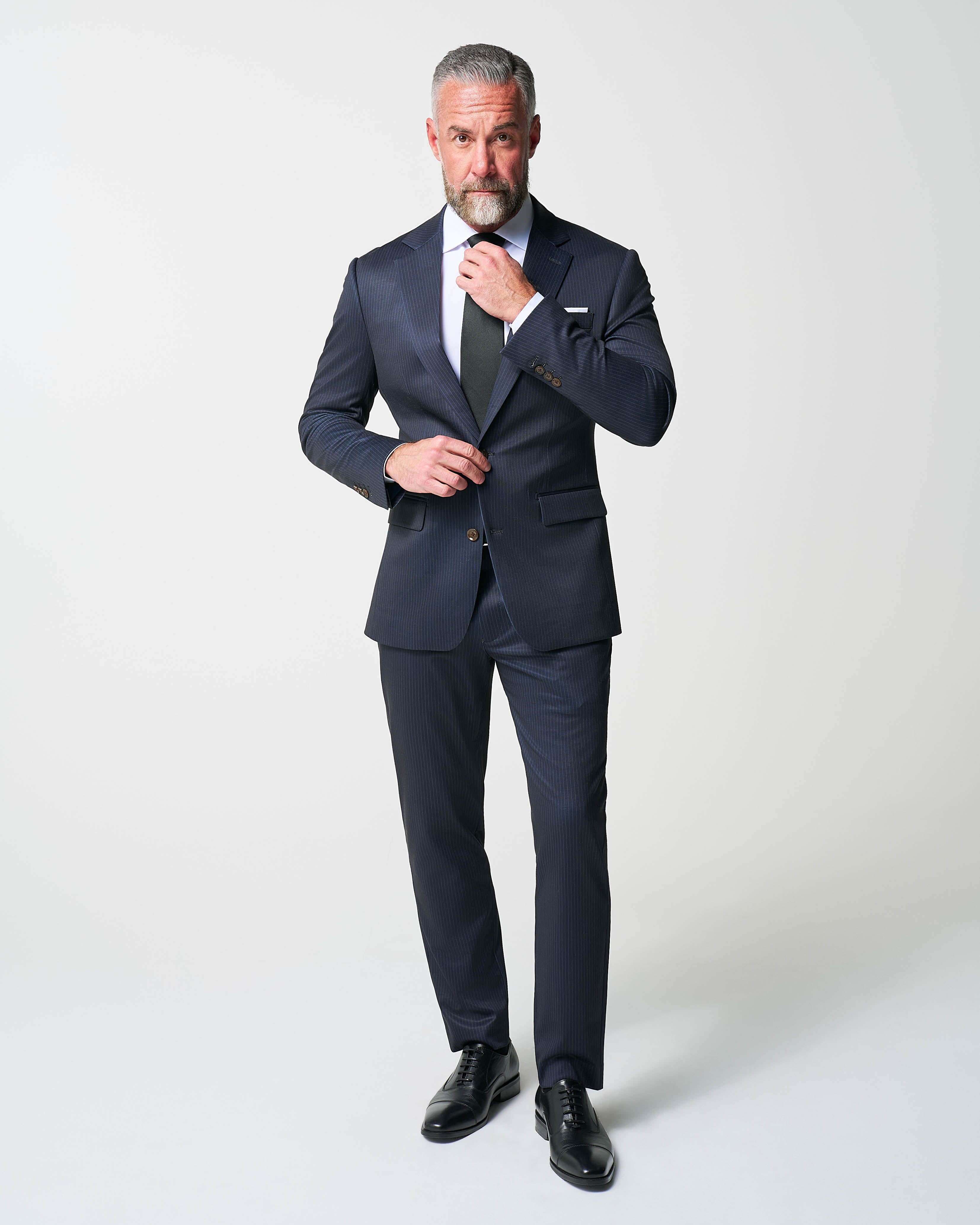 Athletic Fit Stretch Blazer - Knit Blue Chalk Stripe