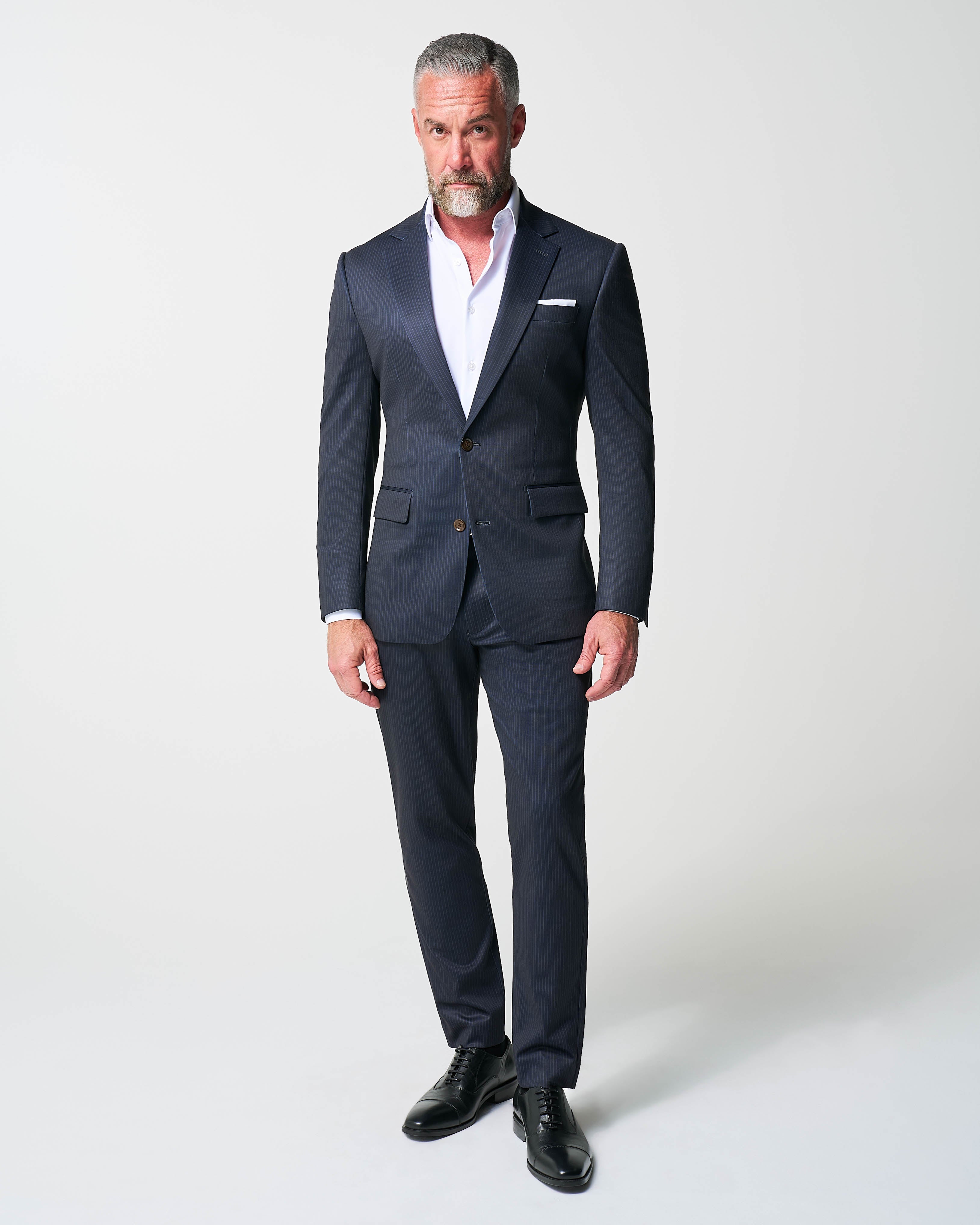 Athletic Fit Stretch Blazer - Knit Blue Chalk Stripe