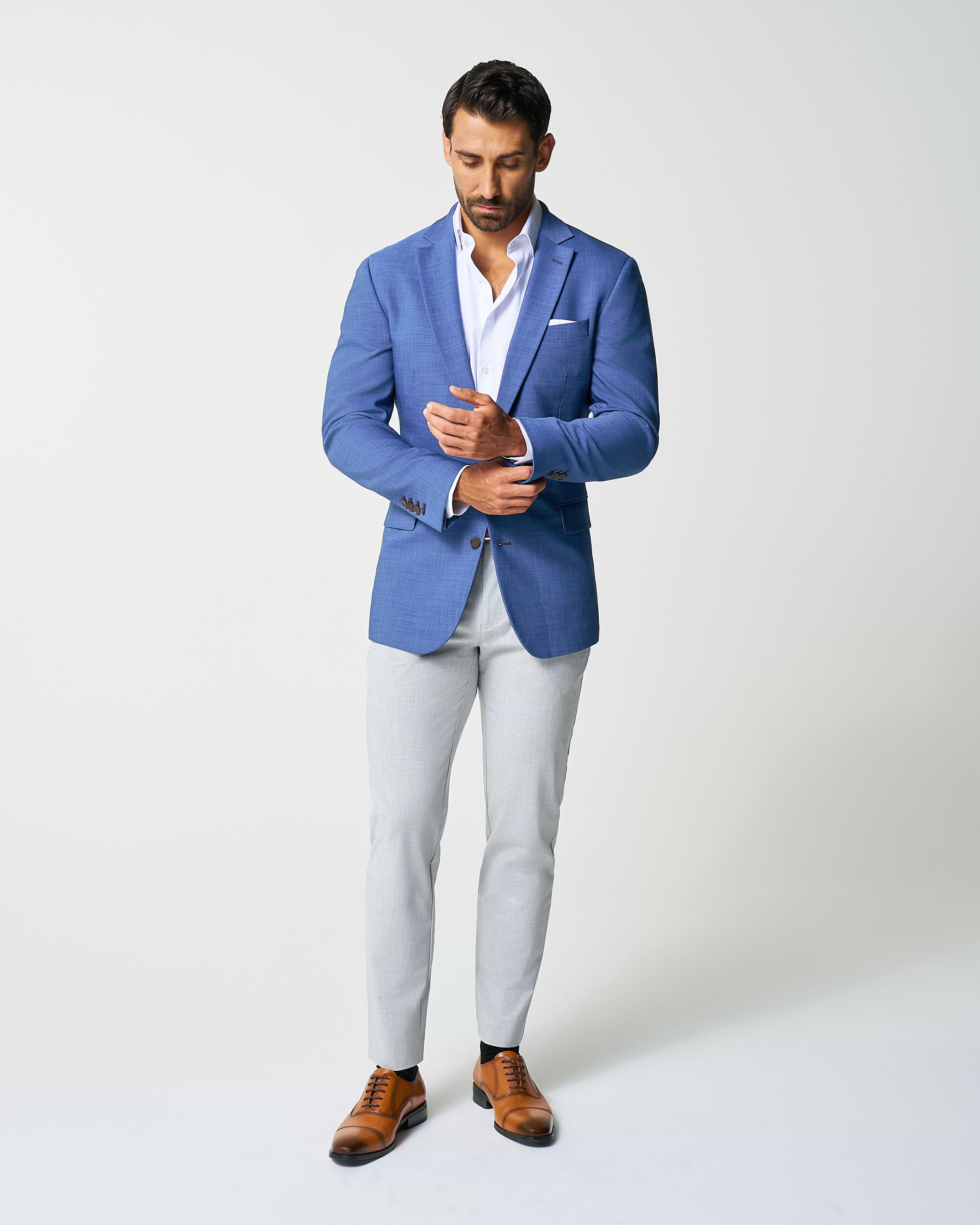 Athletic Fit Stretch Blazer - Heathered Blue