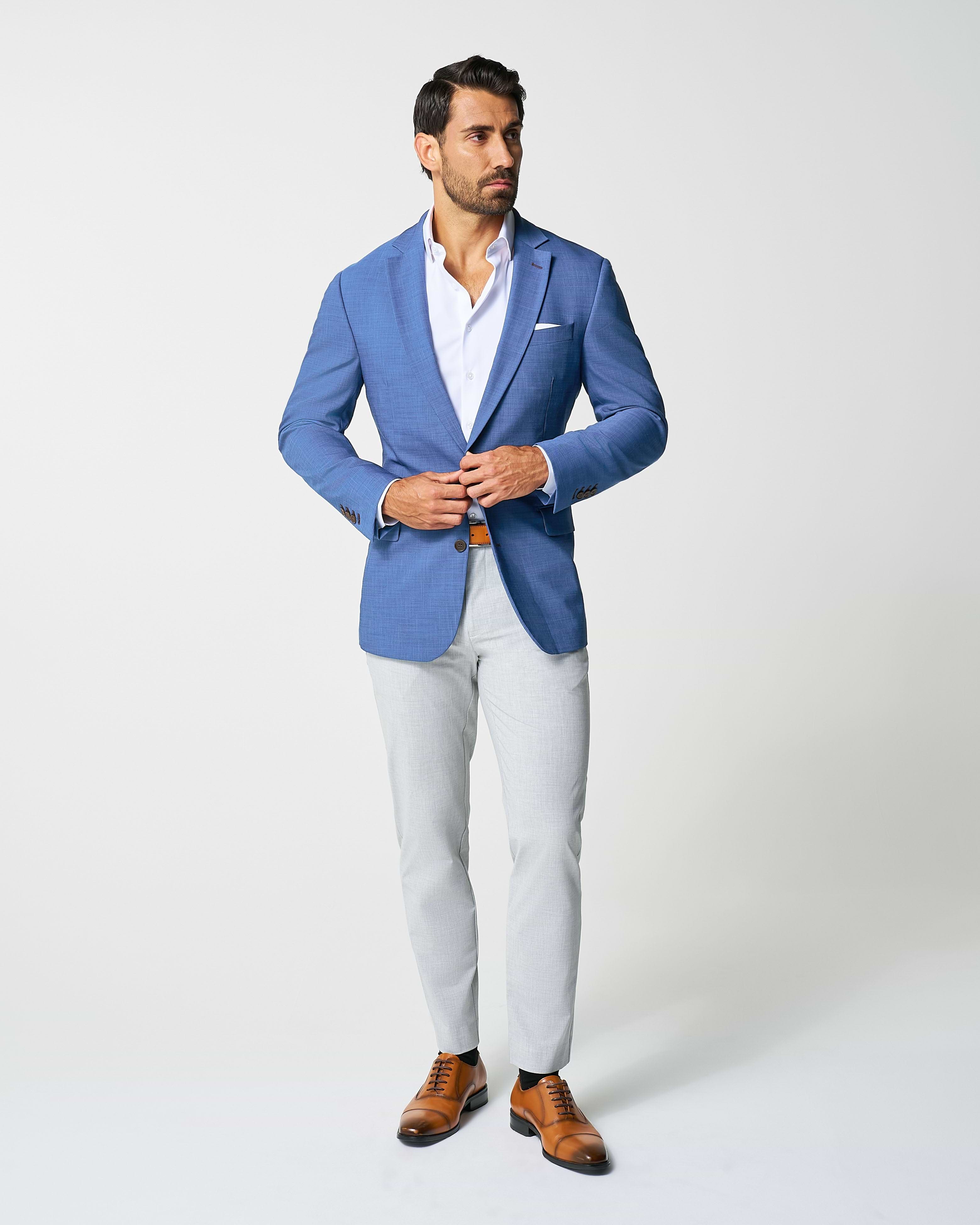 Athletic Fit Stretch Blazer - Heathered Blue