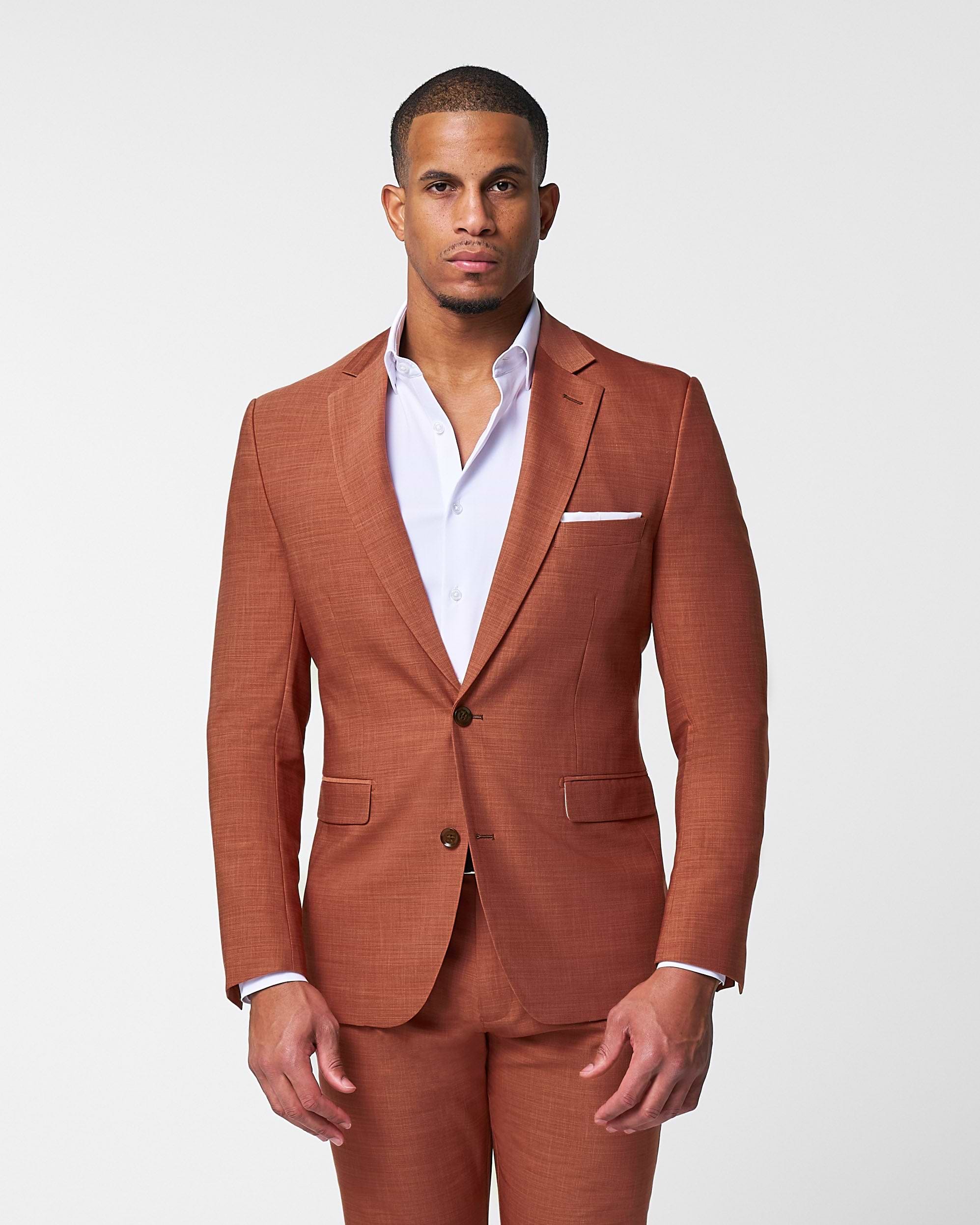 Athletic Fit Stretch Blazer - Heathered Burnt Orange