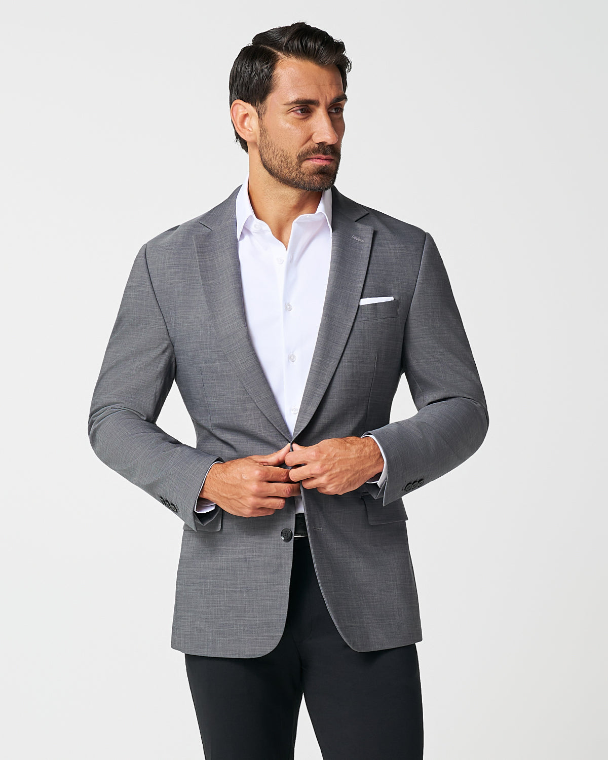 Athletic Fit Stretch Blazer - Heathered Grey