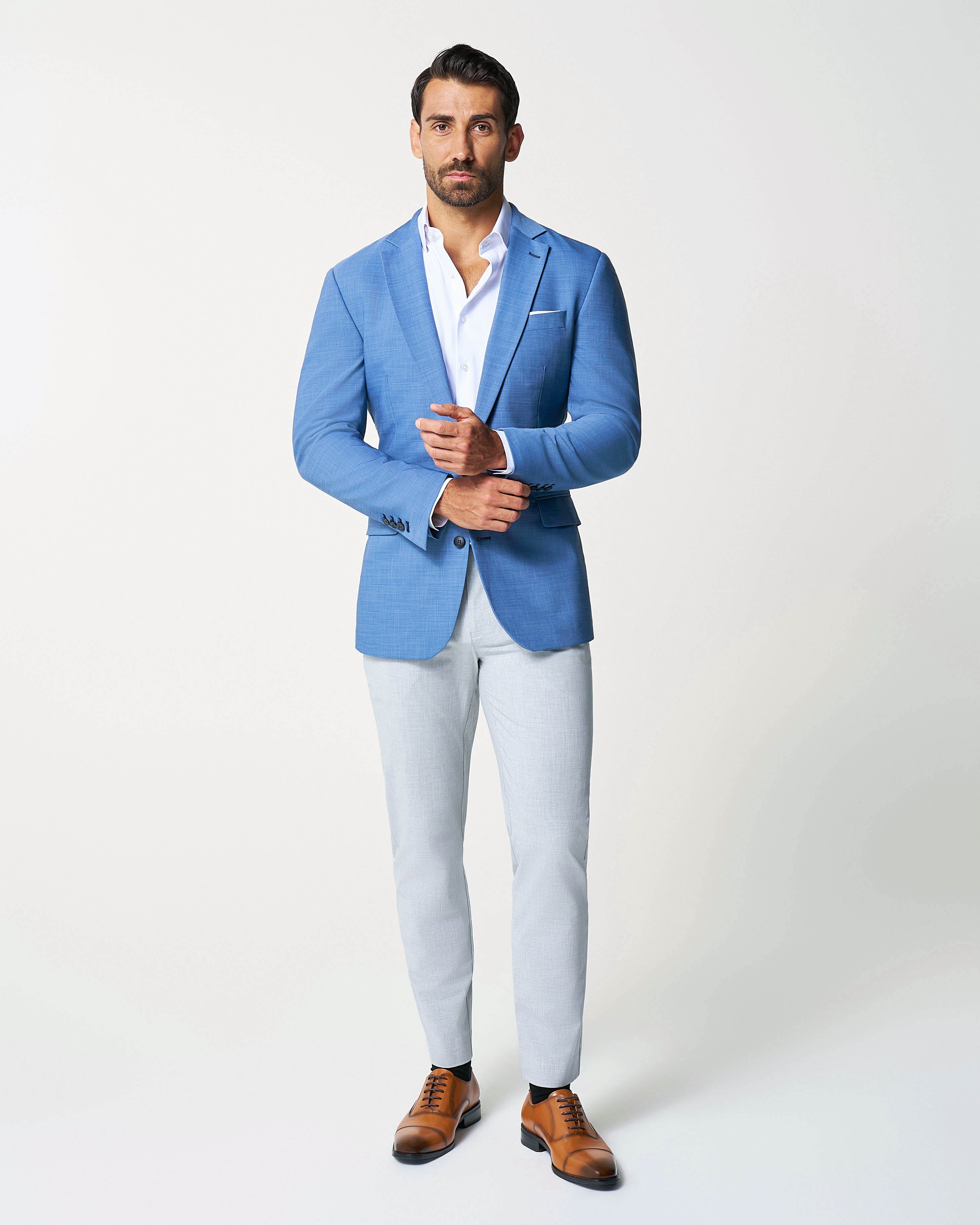 Athletic Fit Stretch Blazer - Heathered Light Blue