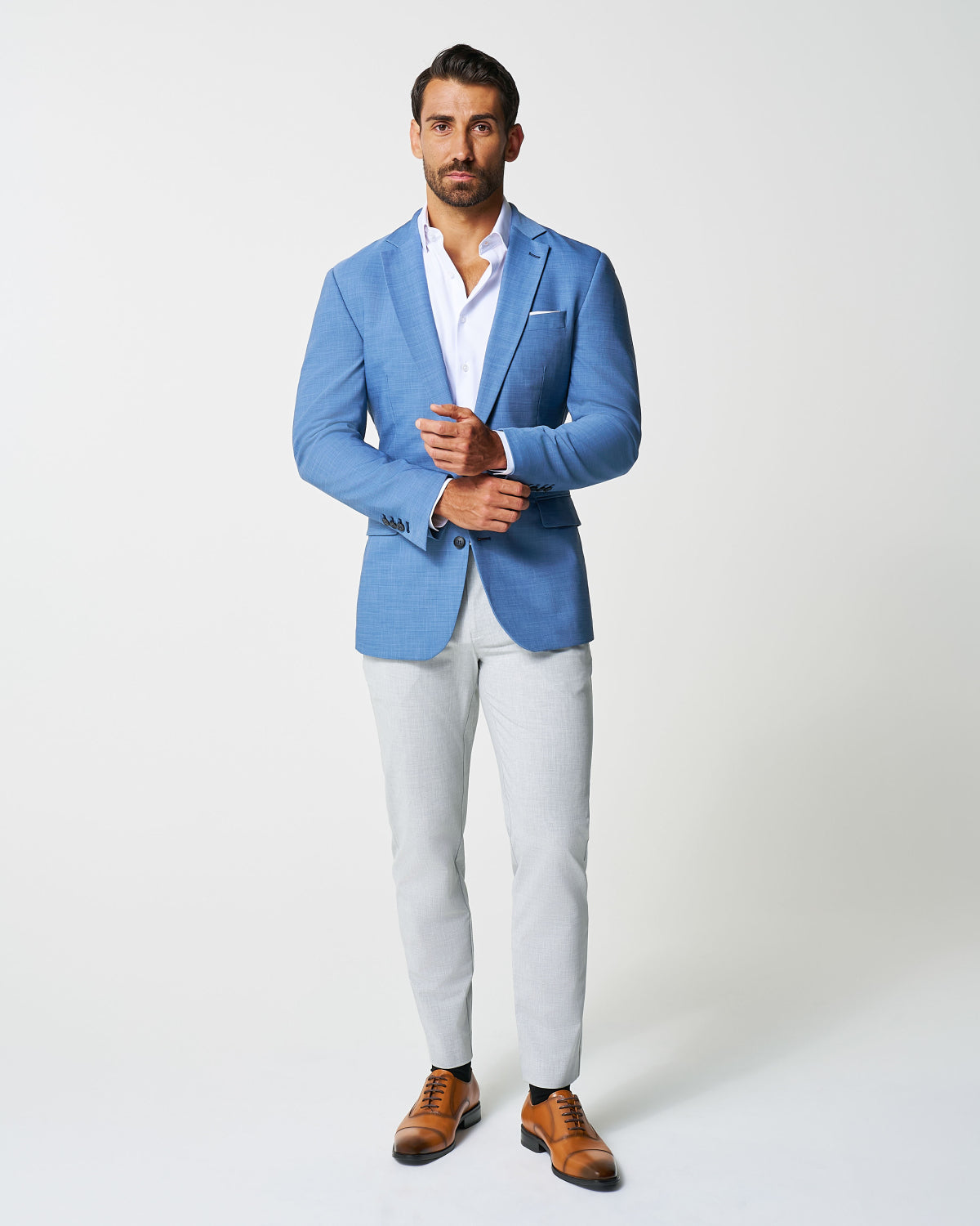 Athletic Fit Stretch Blazer - Heathered Light Blue