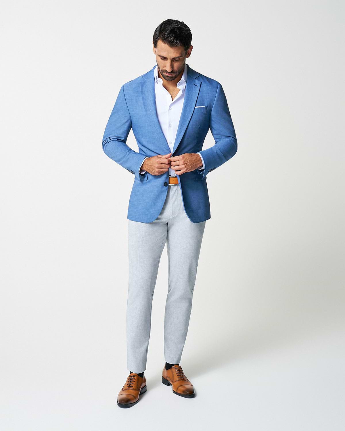 Athletic Fit Stretch Blazer - Heathered Light Blue