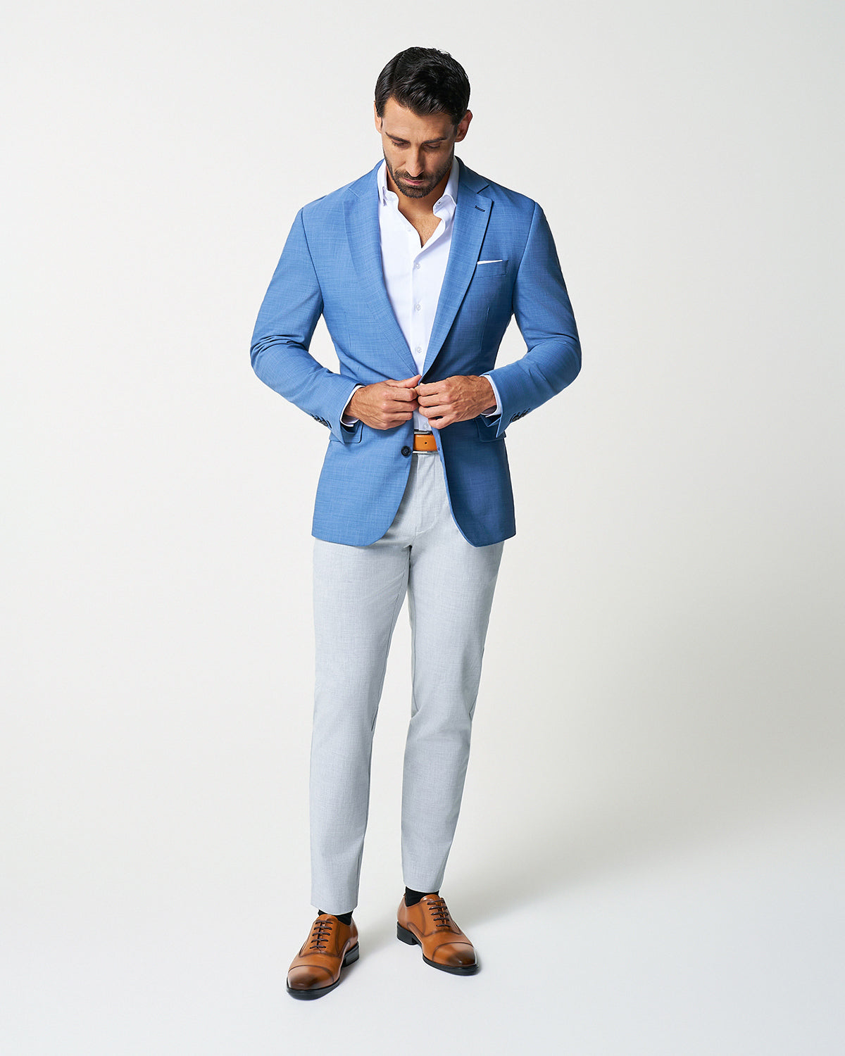 Athletic Fit Stretch Blazer - Heathered Light Blue