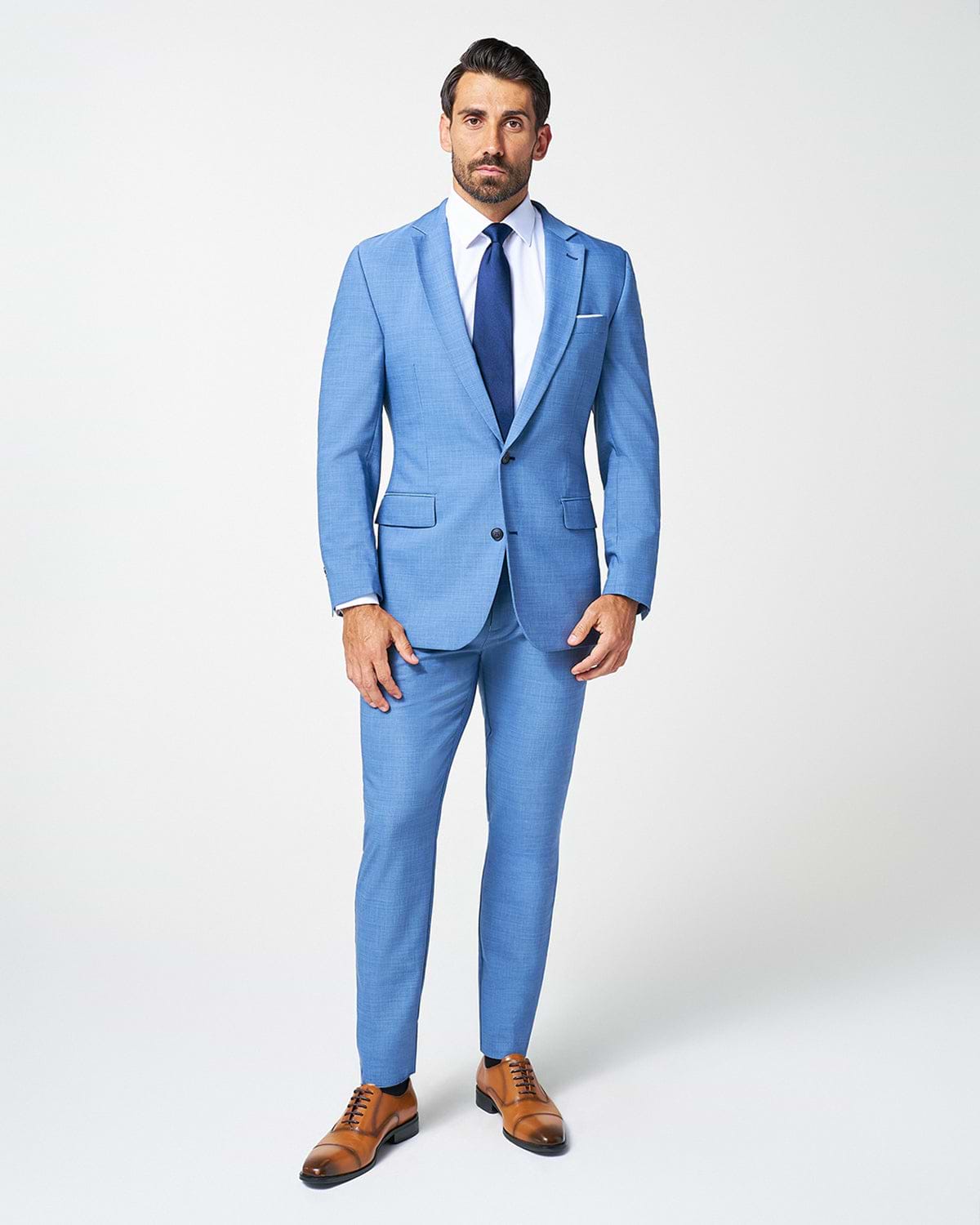 Athletic Fit Stretch Blazer - Heathered Light Blue